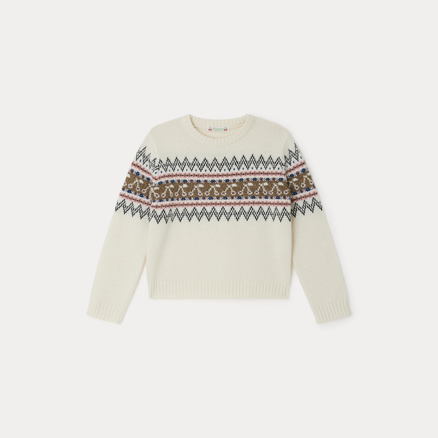 Girls White Logo Wool Sweater