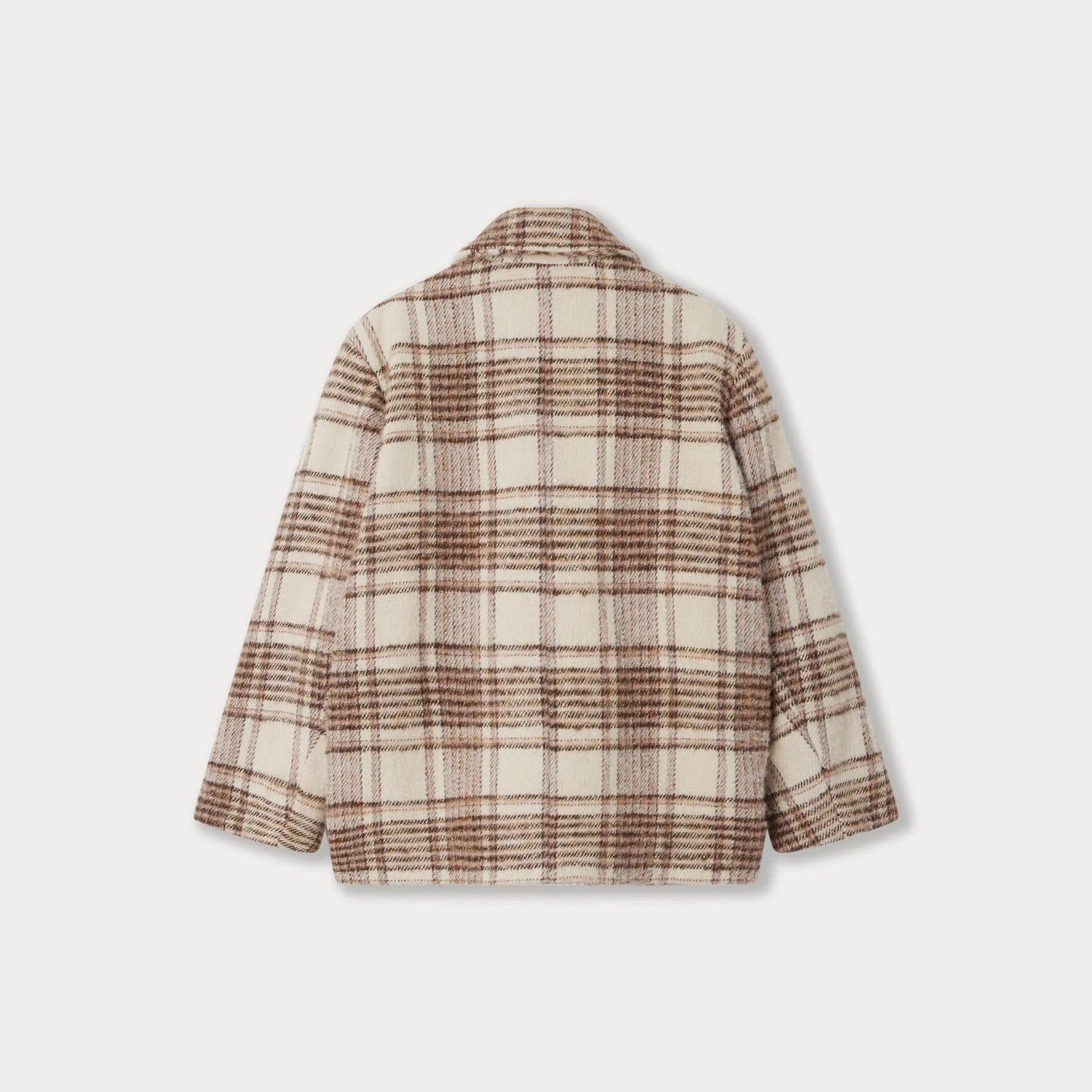 Girls Beige Check Wool Coat