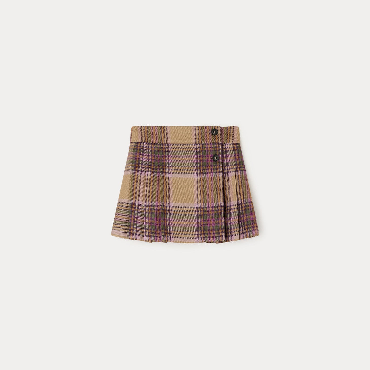 Girls Camel Check Wool Skirt