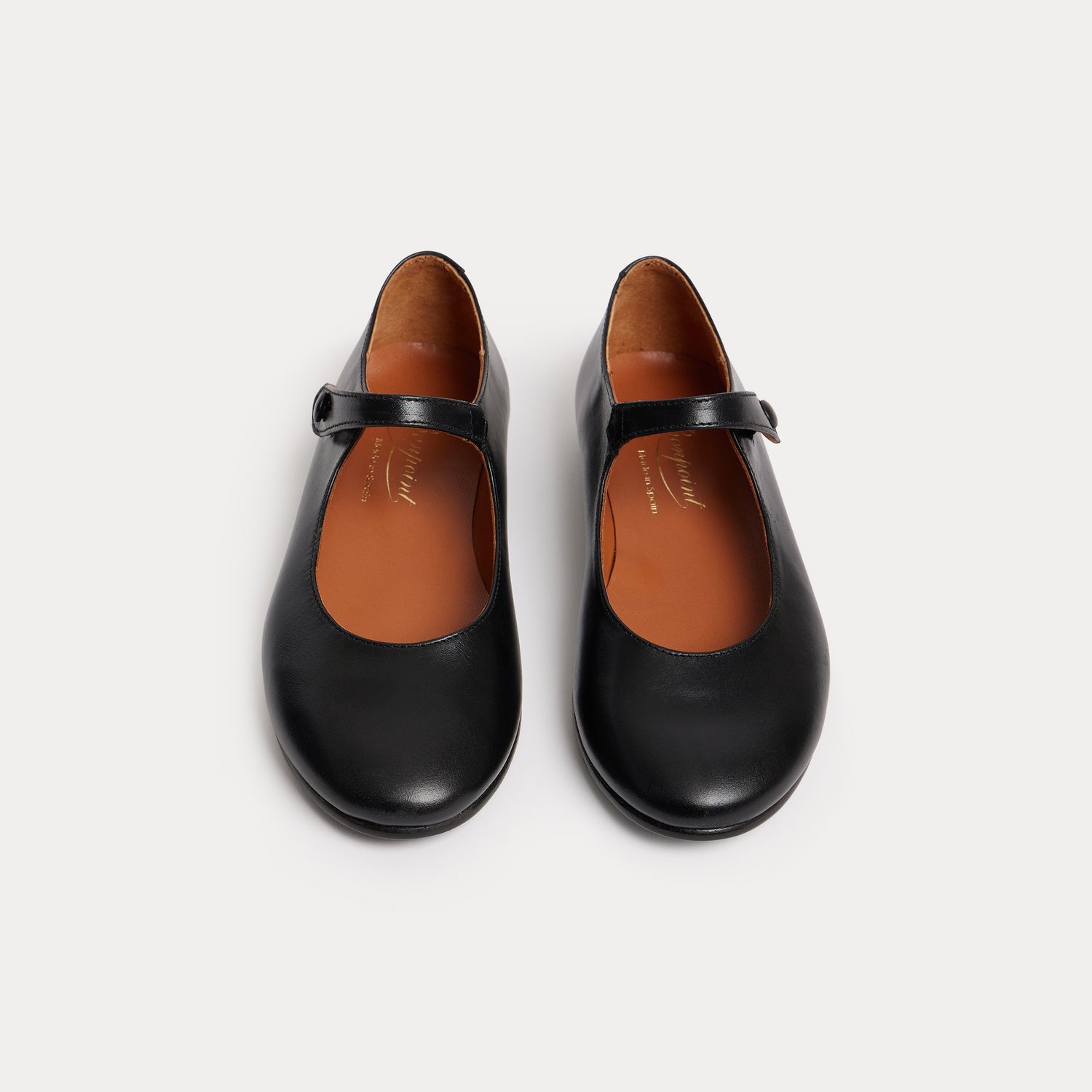 Girls Black Calf Flat Shoes