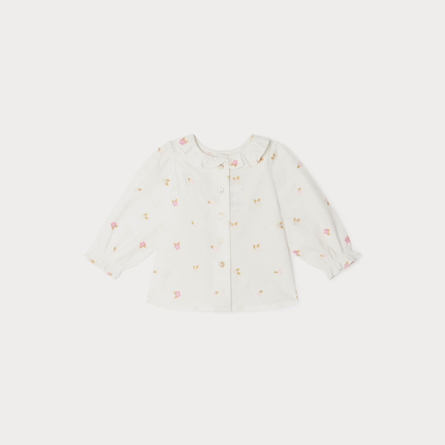 Baby Girls White Embroidered Cotton Shirt