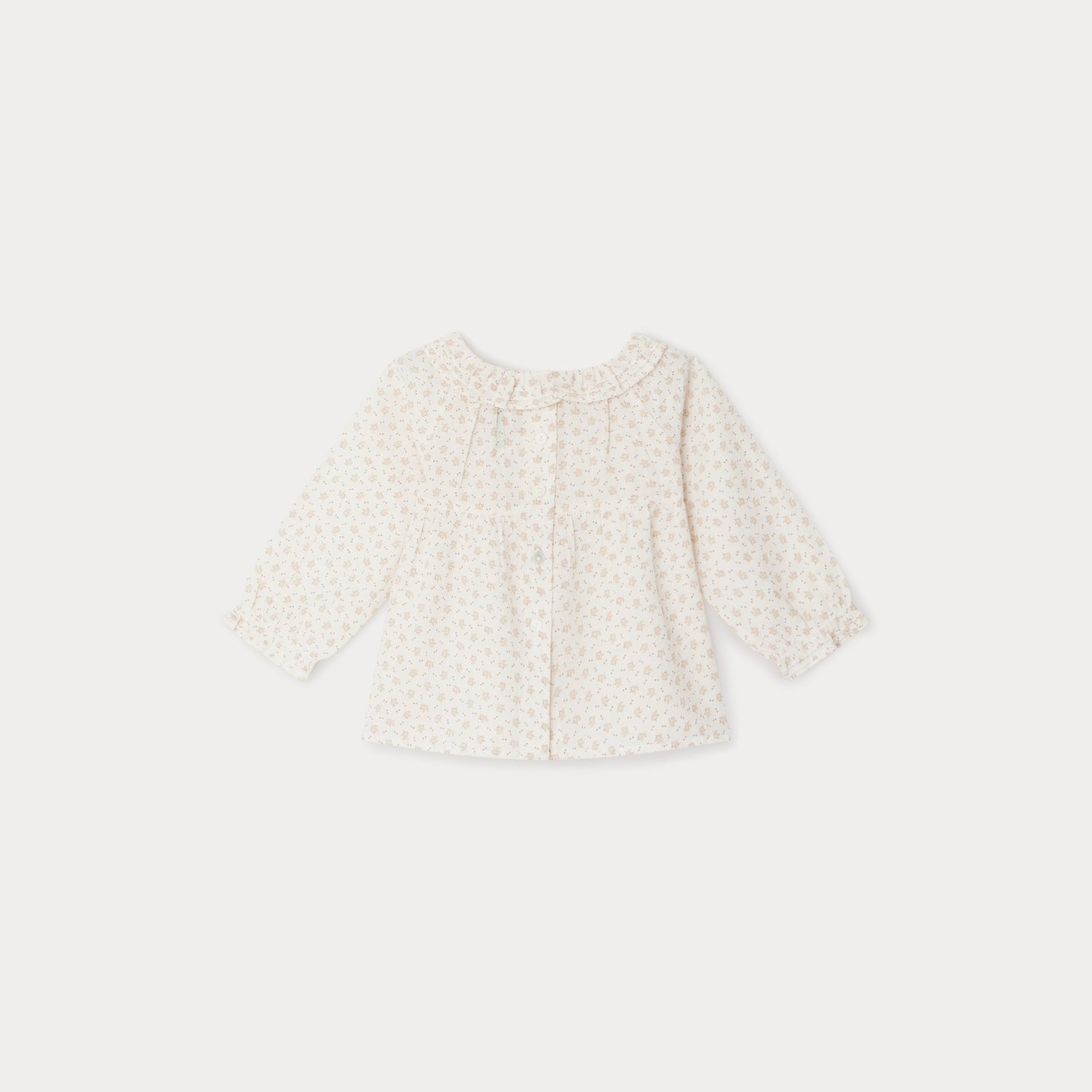 Baby Girls Beige Floral Cotton Shirt