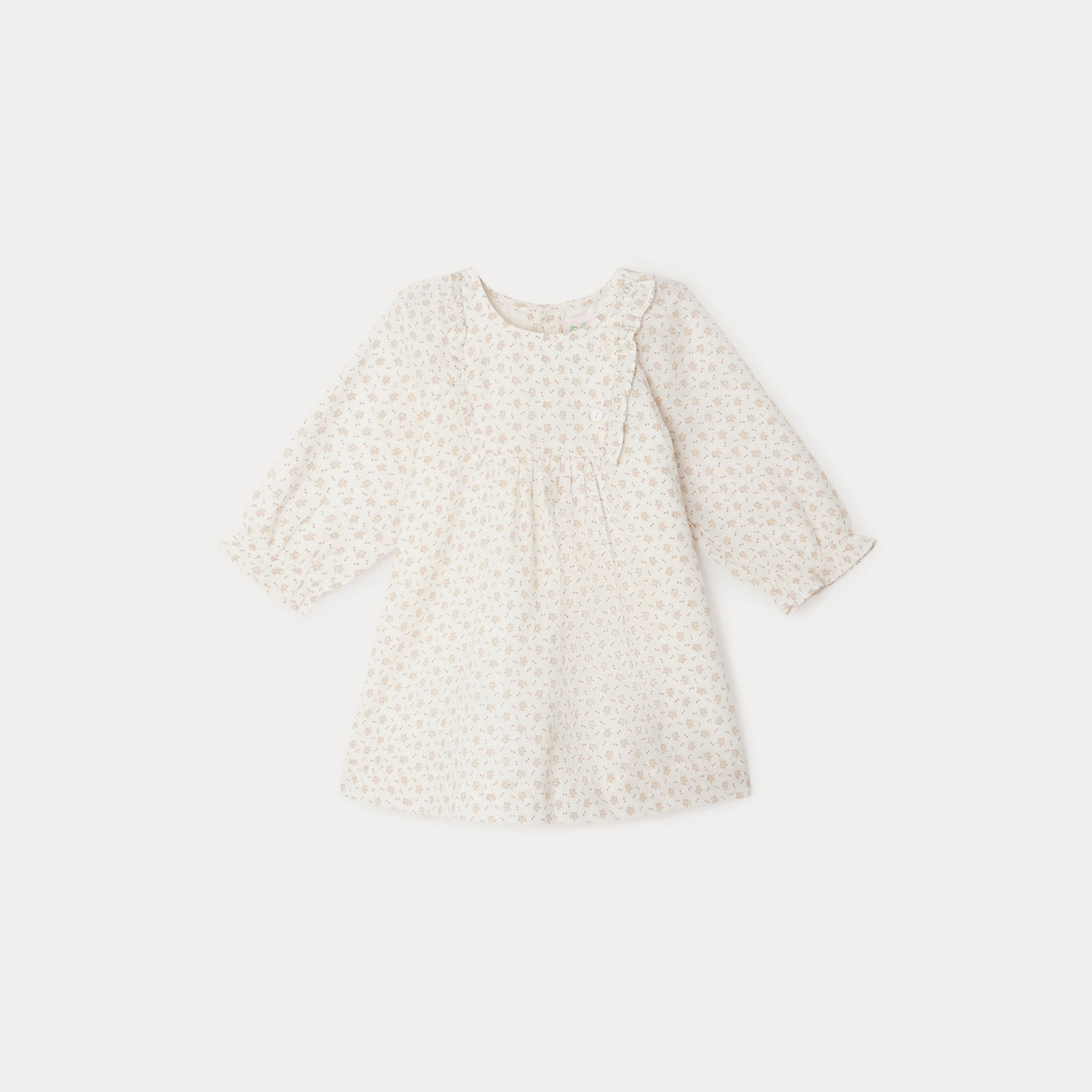 Baby Girls Beige Floral Cotton Dress