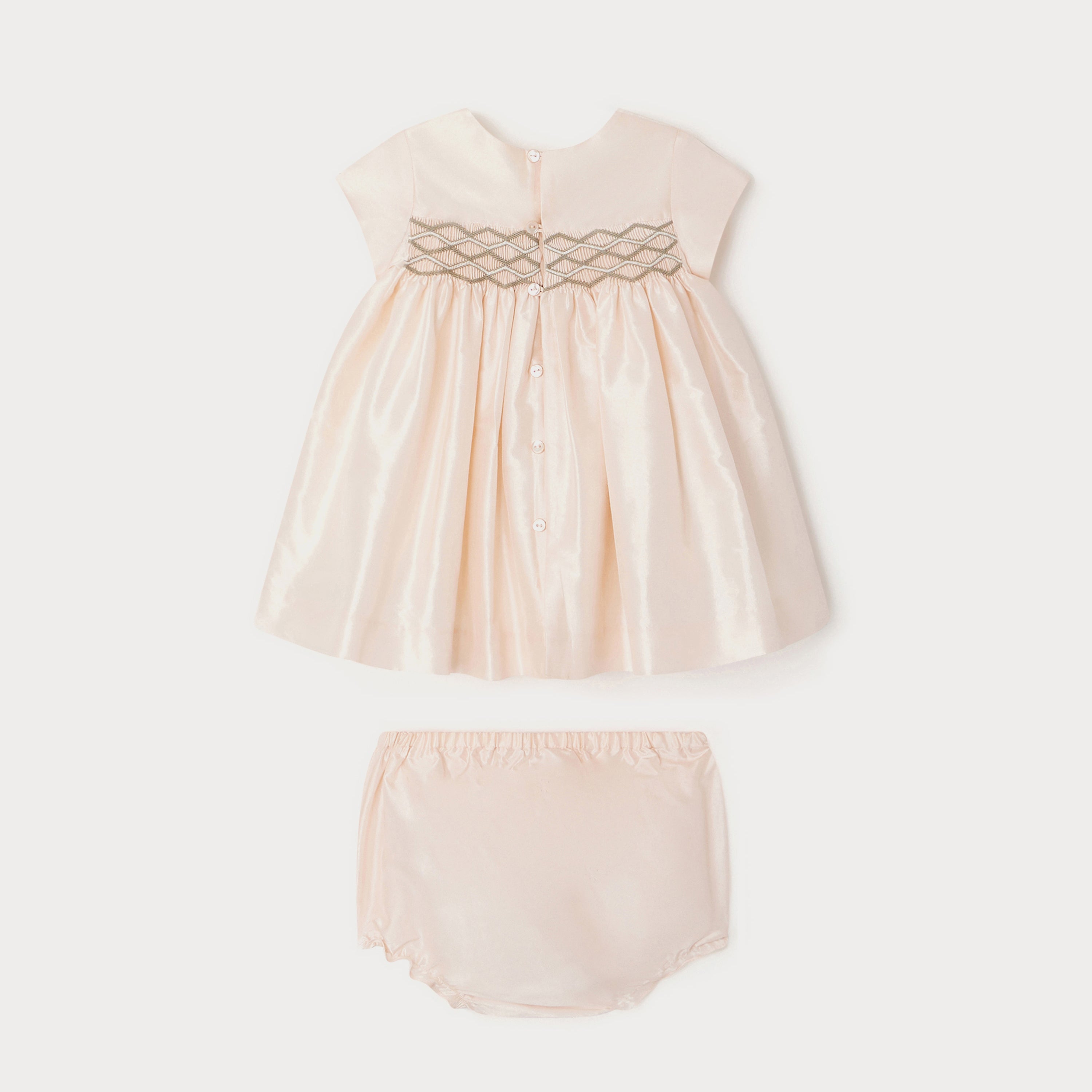 Baby Girls Pink Silk Dress Set