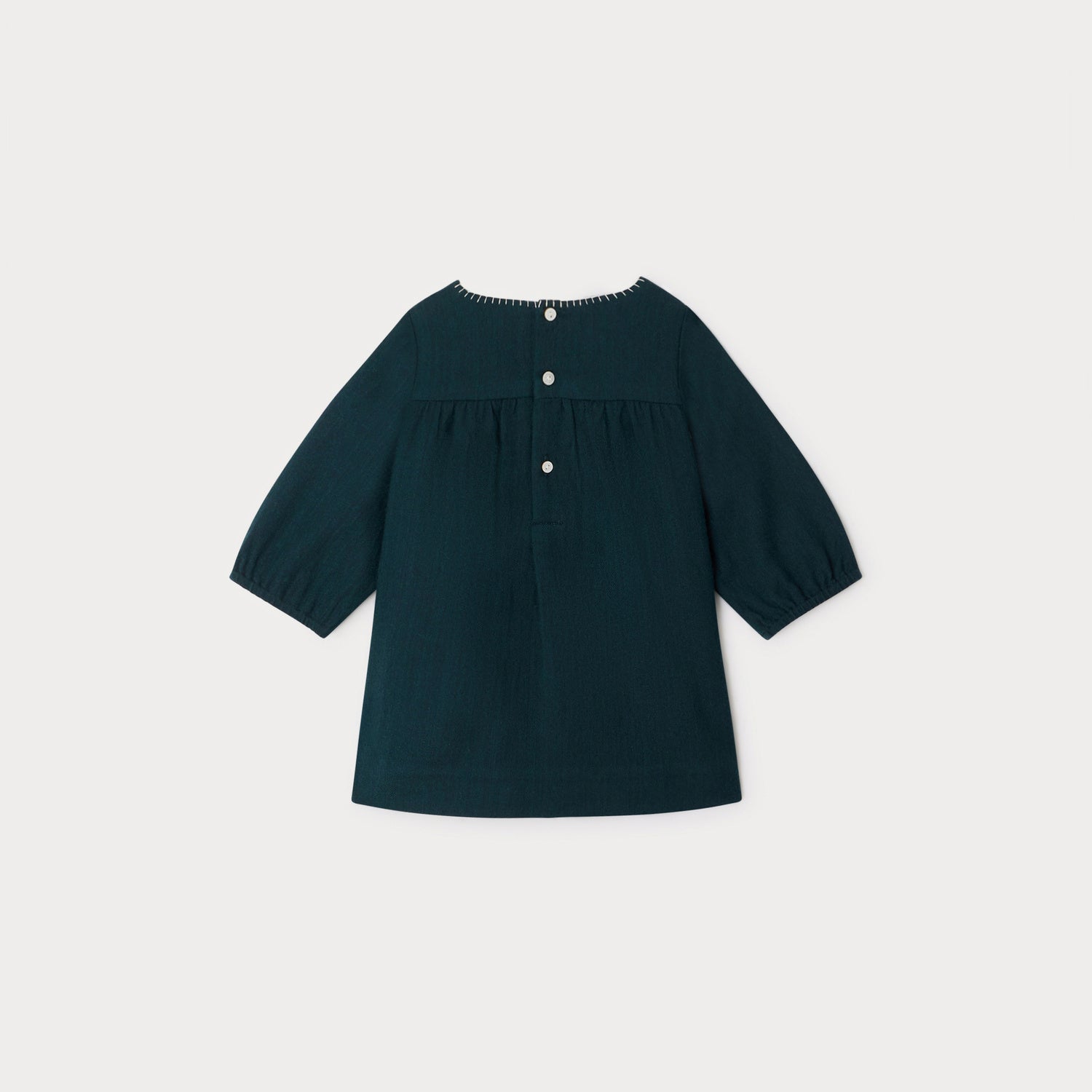 Baby Girls Dark Green Embroidered Dress