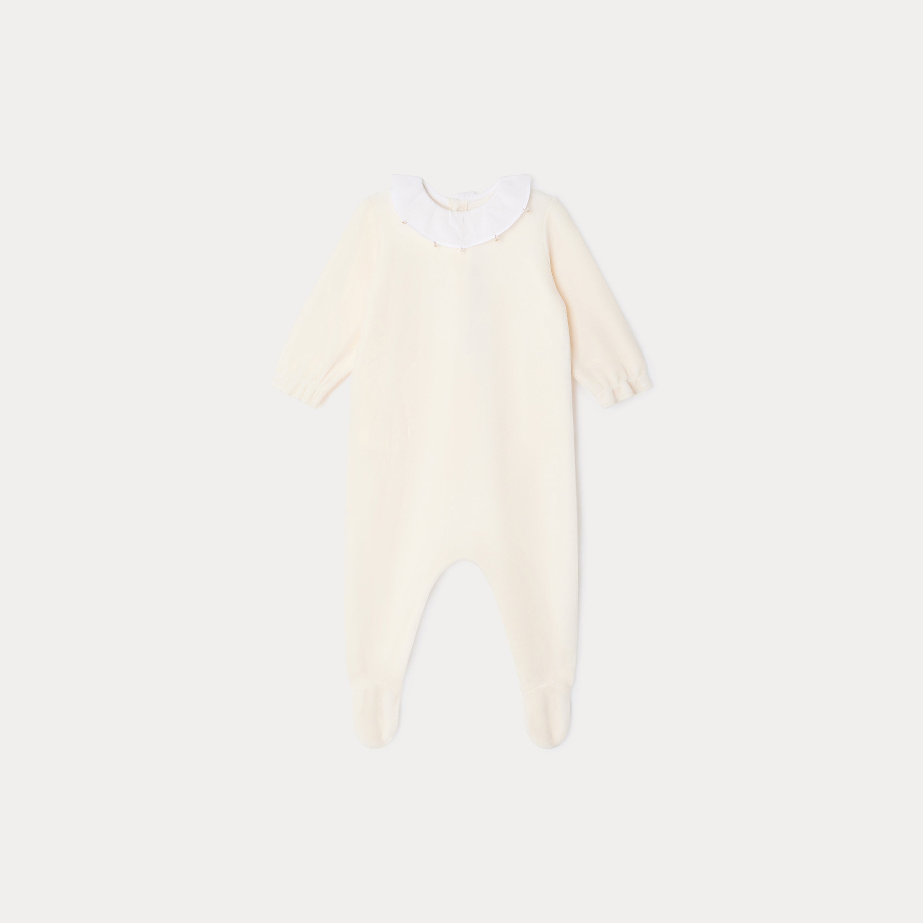 Baby Girls White Ruffle Cotton Babysuit