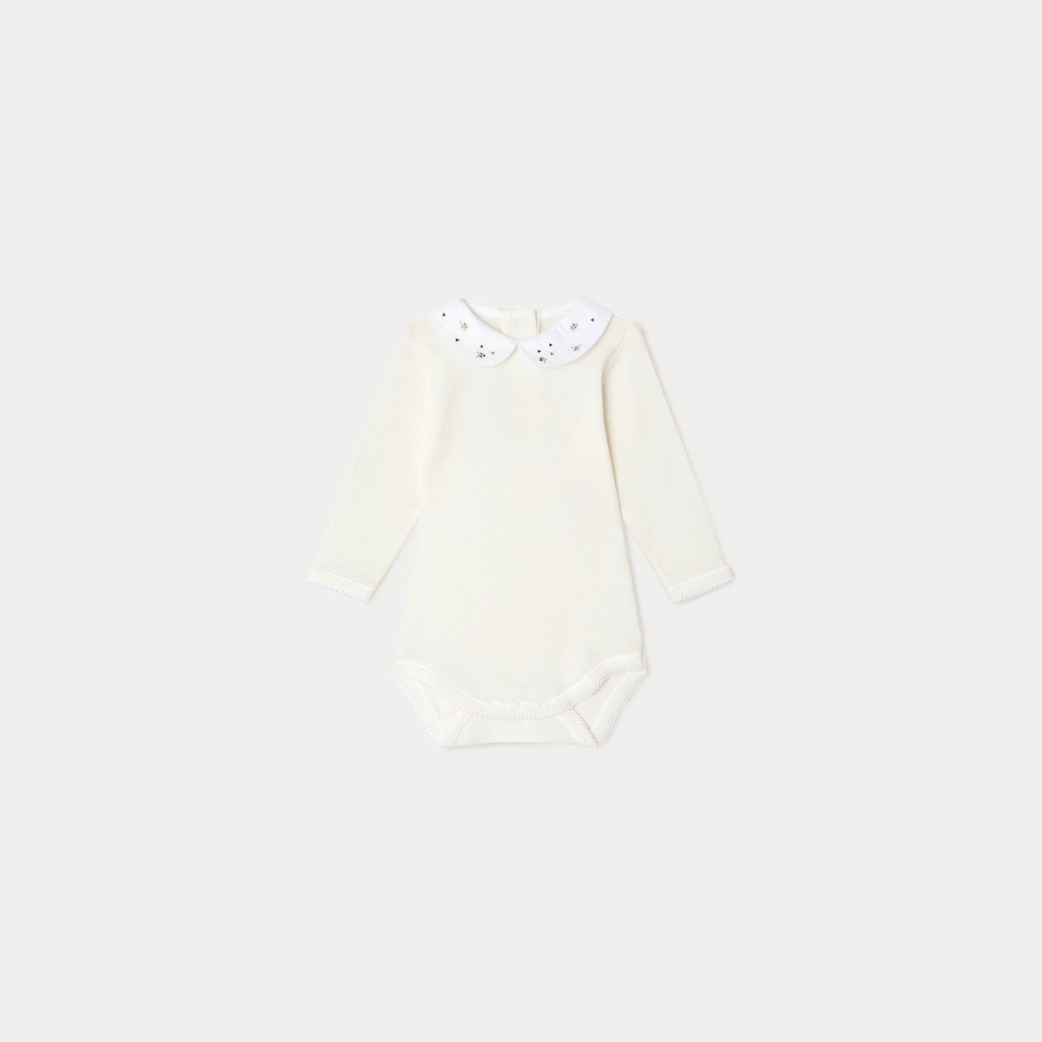 Baby Girls White Cotton Babysuit