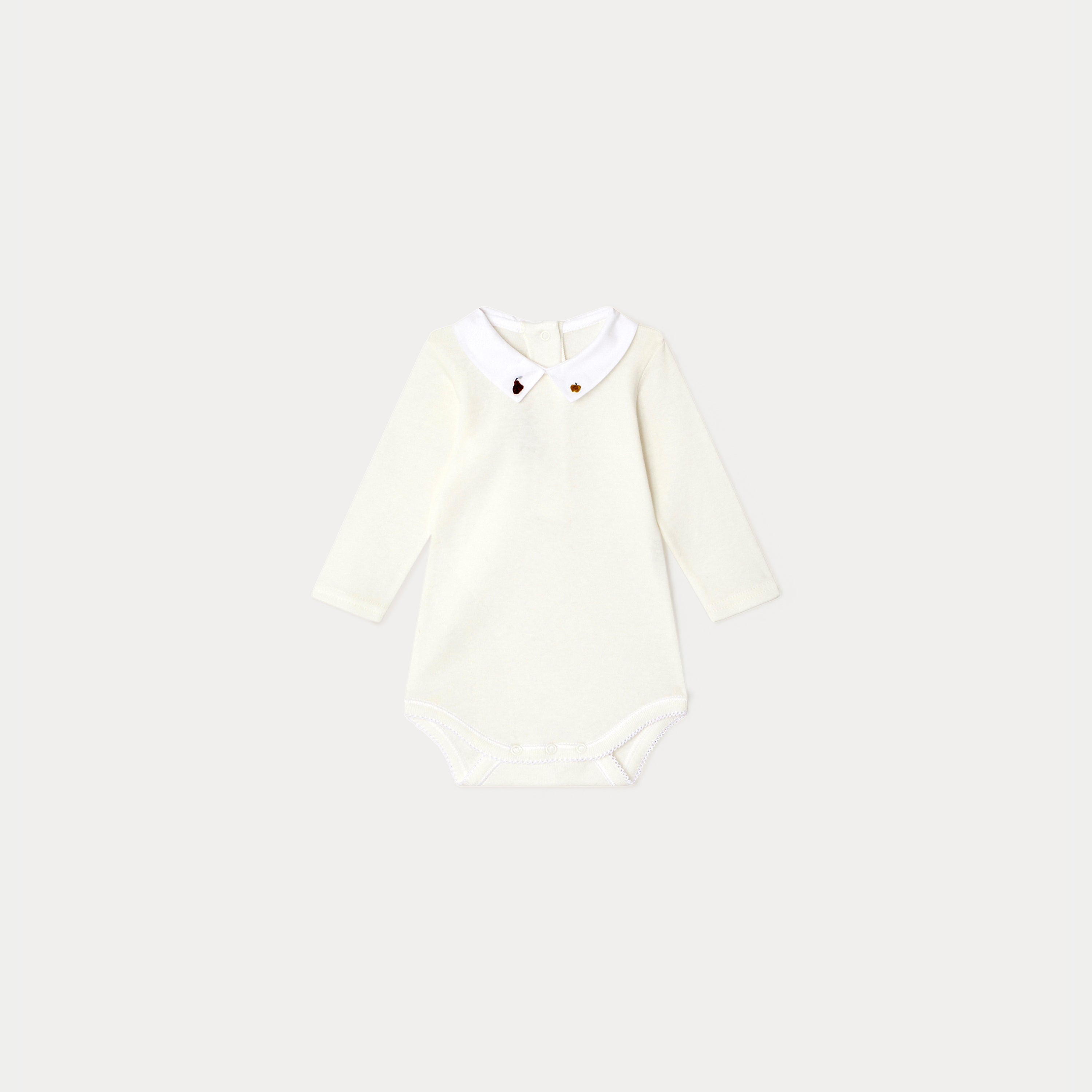 Baby Girls White Cotton Babysuit