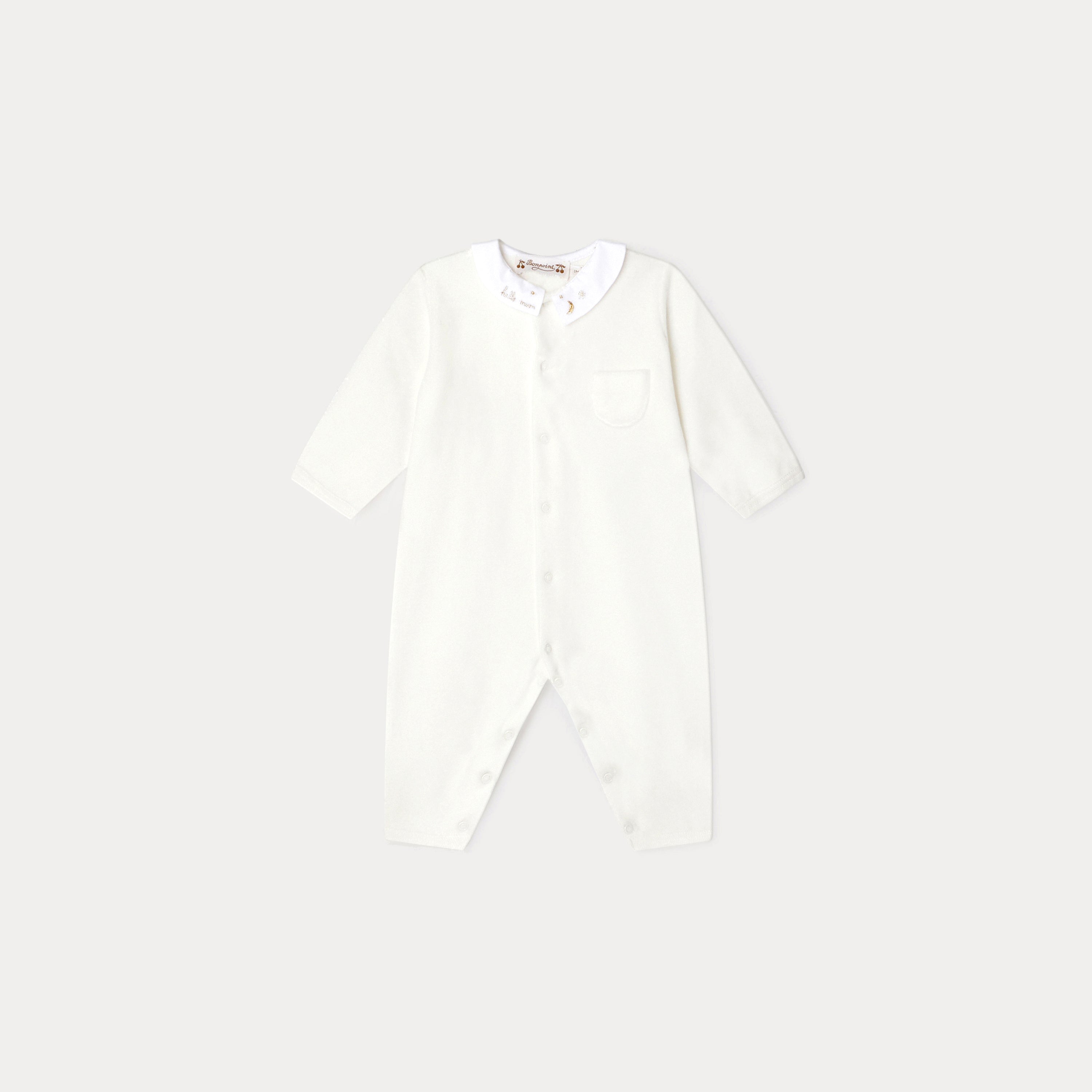 Baby Girls White Cotton Babysuit