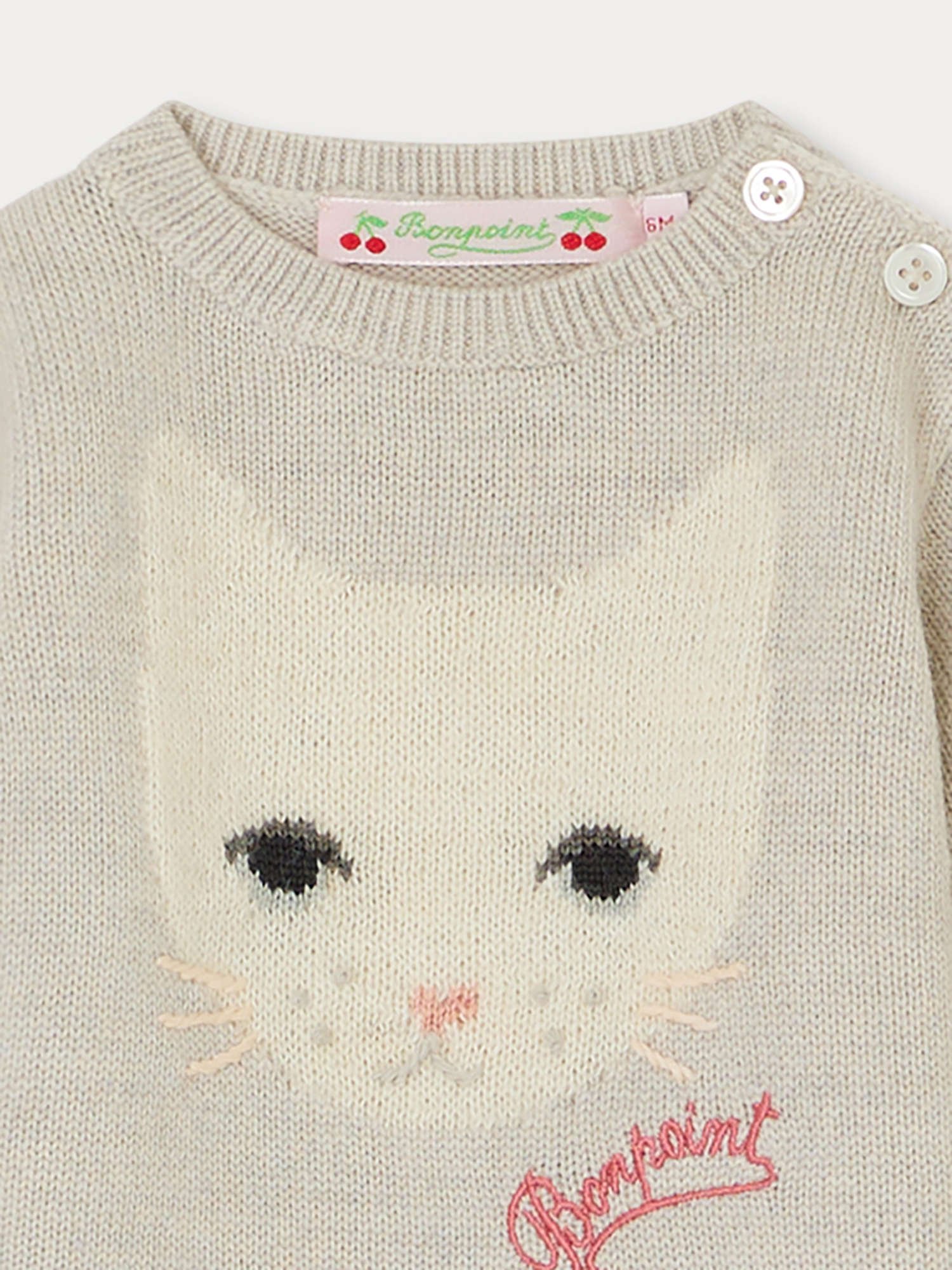 Baby Girls Grey Cat Wool Sweater