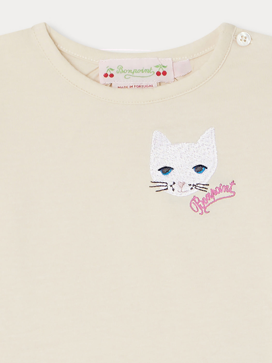Baby Girls White Cat Cotton T-Shirt