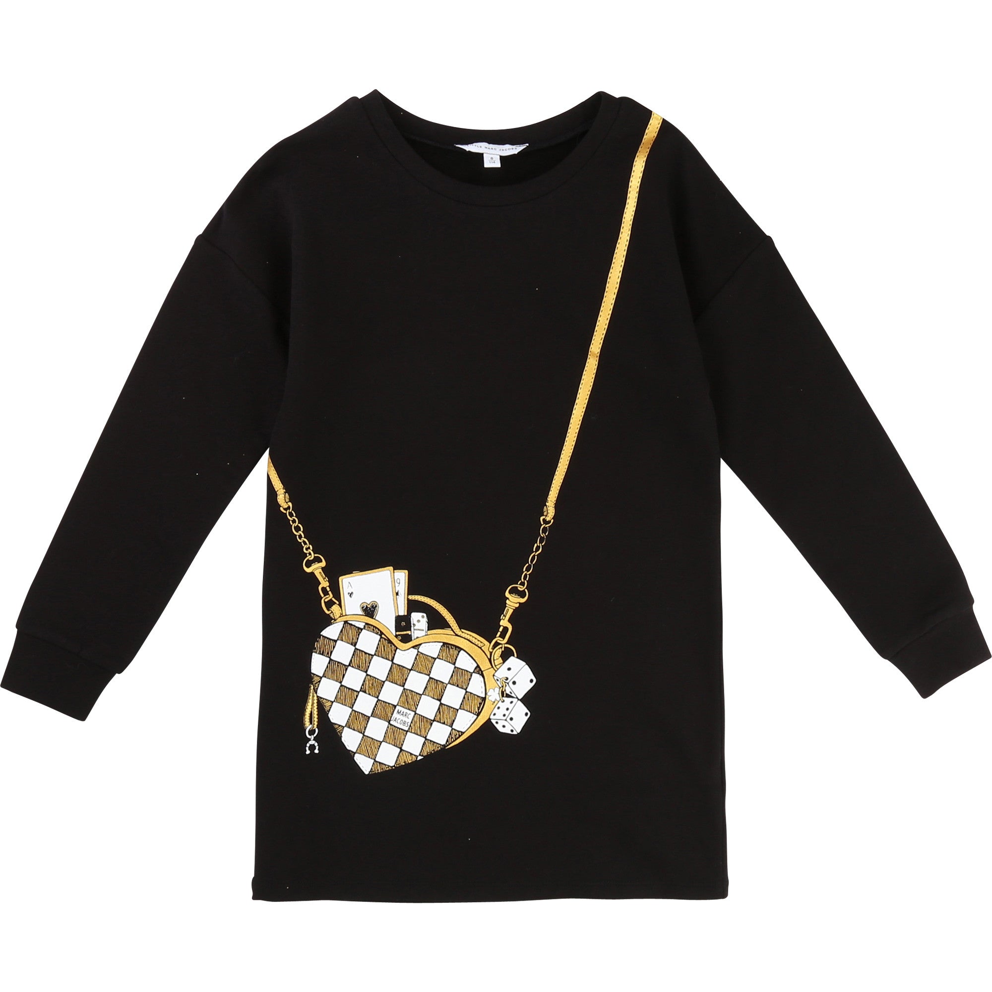 Girls Black Bag Printed Jersey Dress