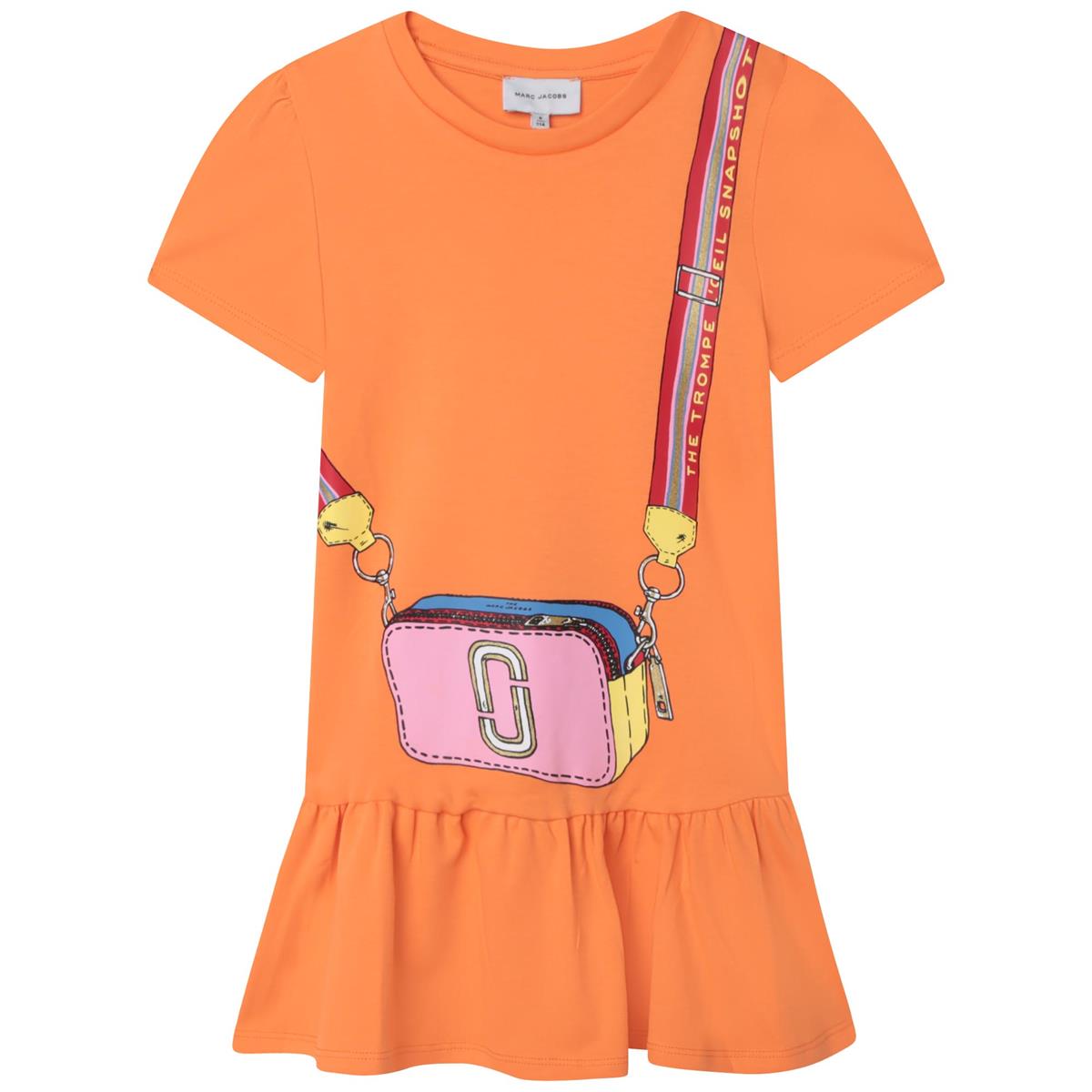 Girls Orange Printed Dress