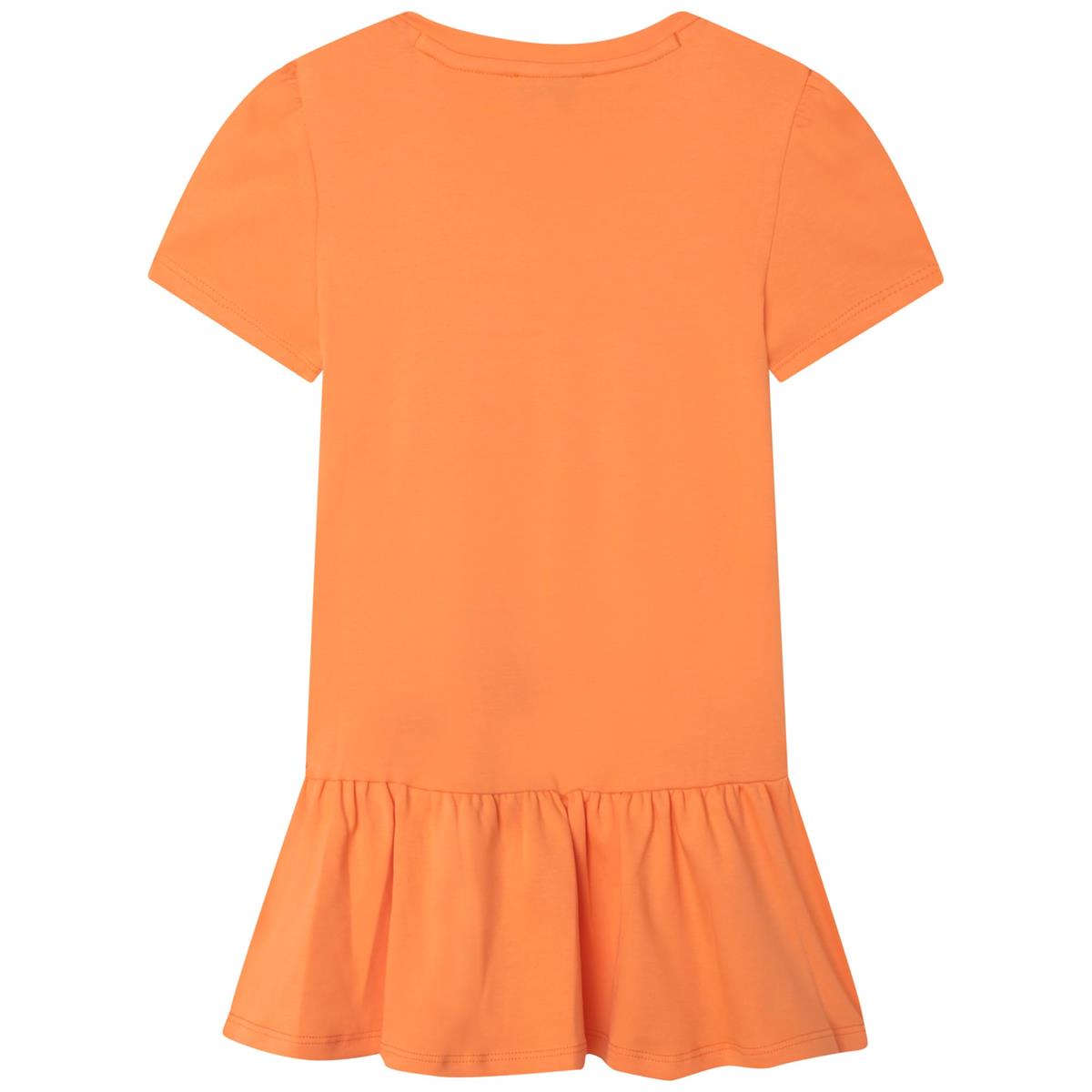 Girls Orange Printed Dress