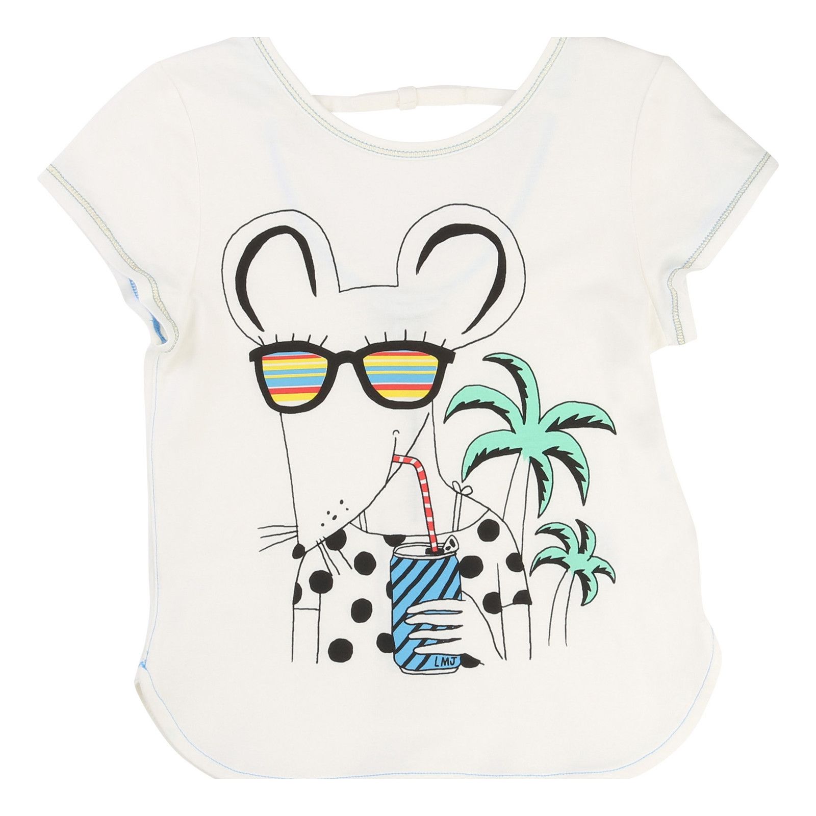 Girls Ivory Mouse Printed Trims T-Shirt - CÉMAROSE | Children's Fashion Store