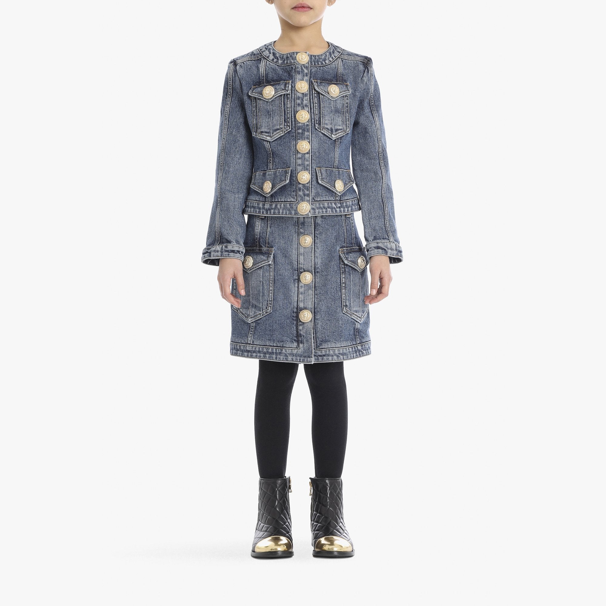 Girls Denim Blue Cotton Skirt