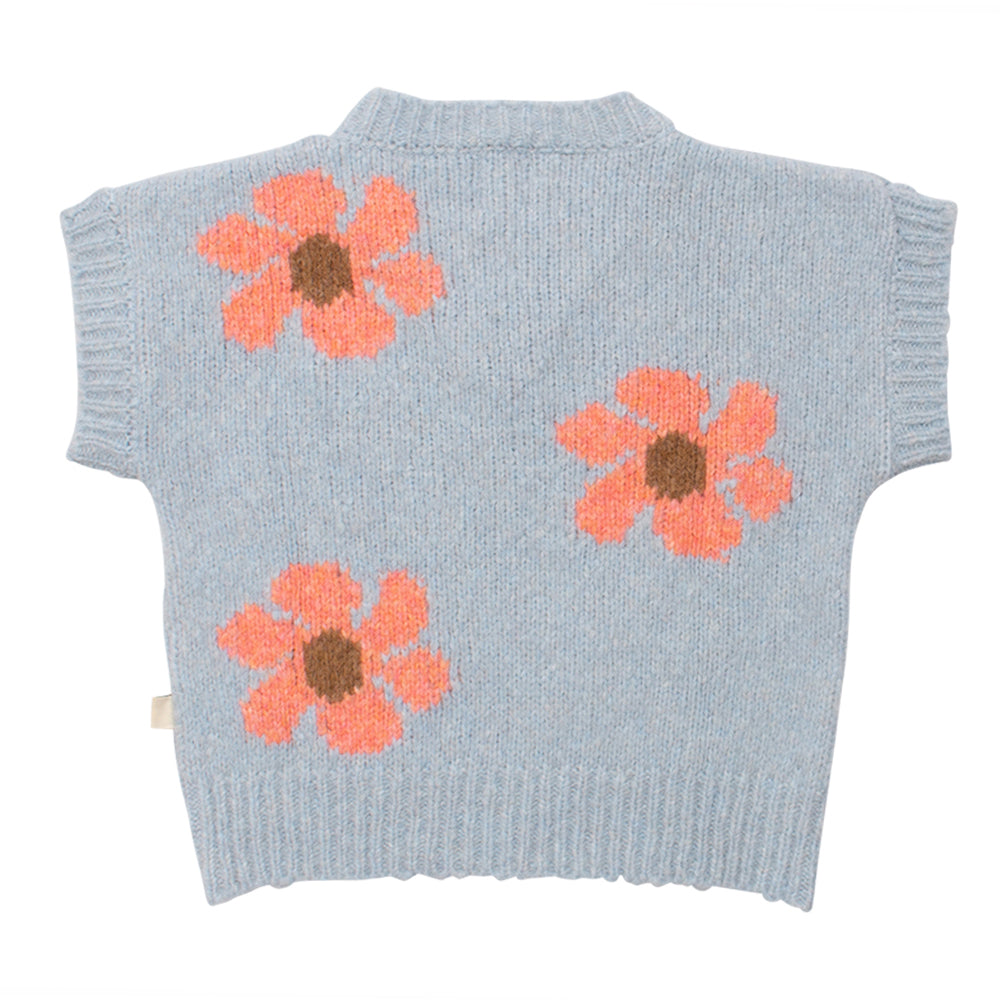 Girls Pale Blue Flower Vest
