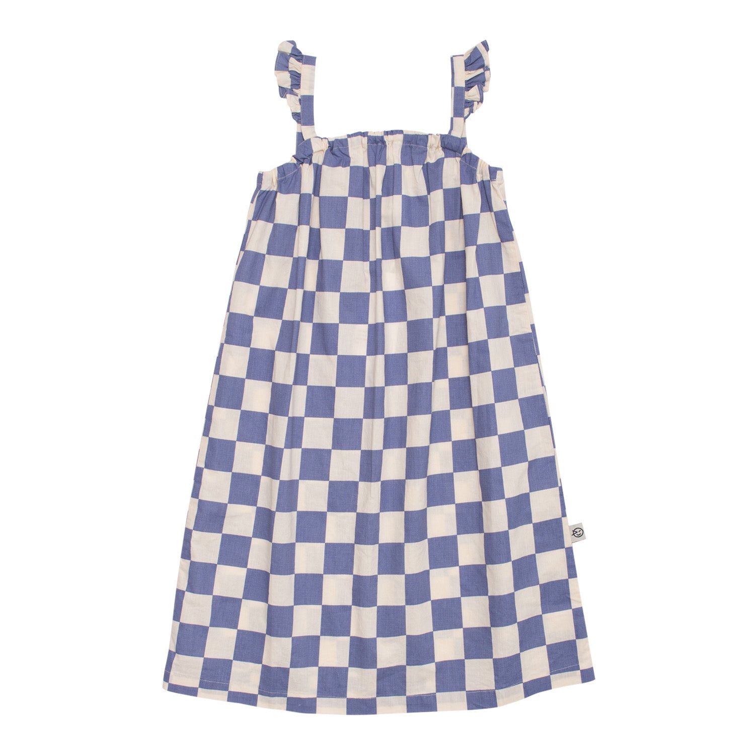 Girls Blue Check Cotton Dress