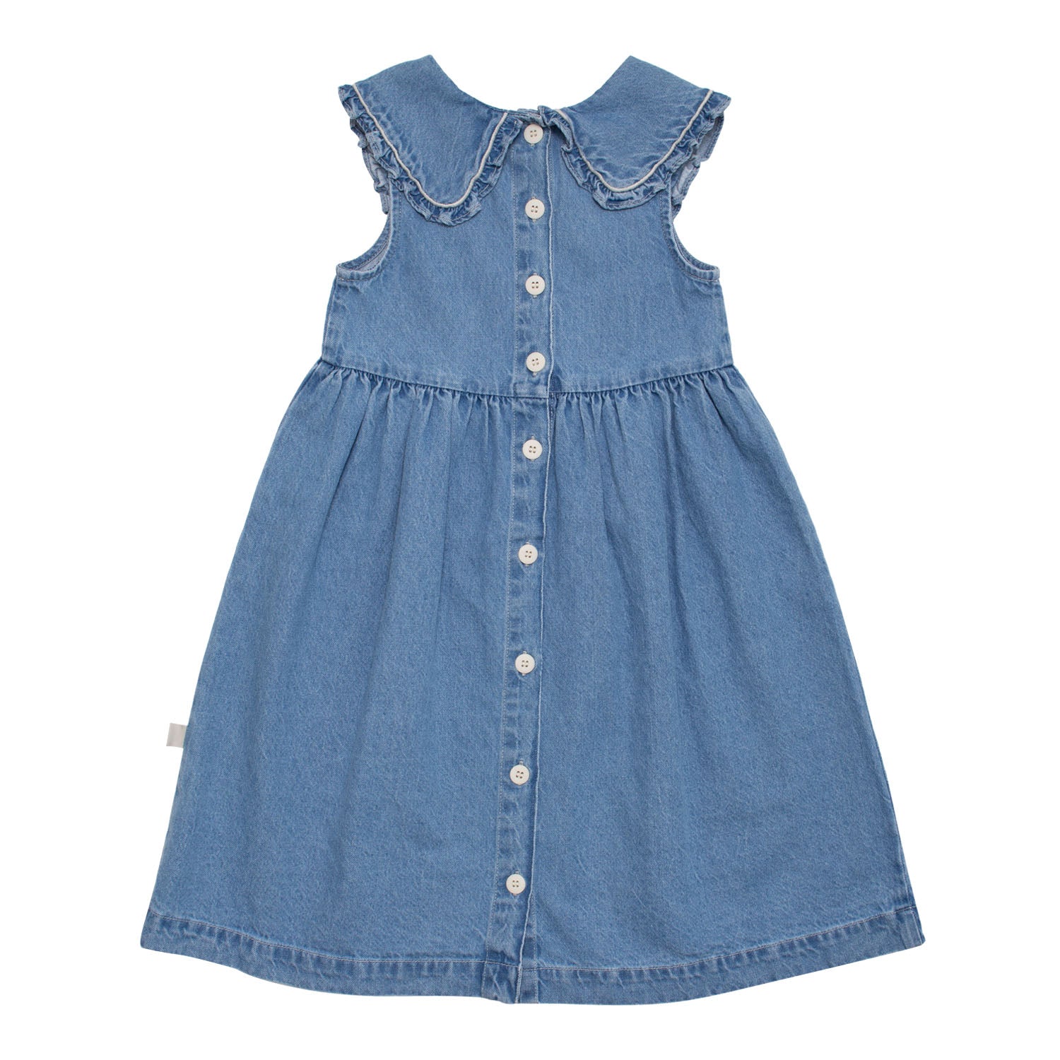 Girls Blue Ruffled Denim Dress