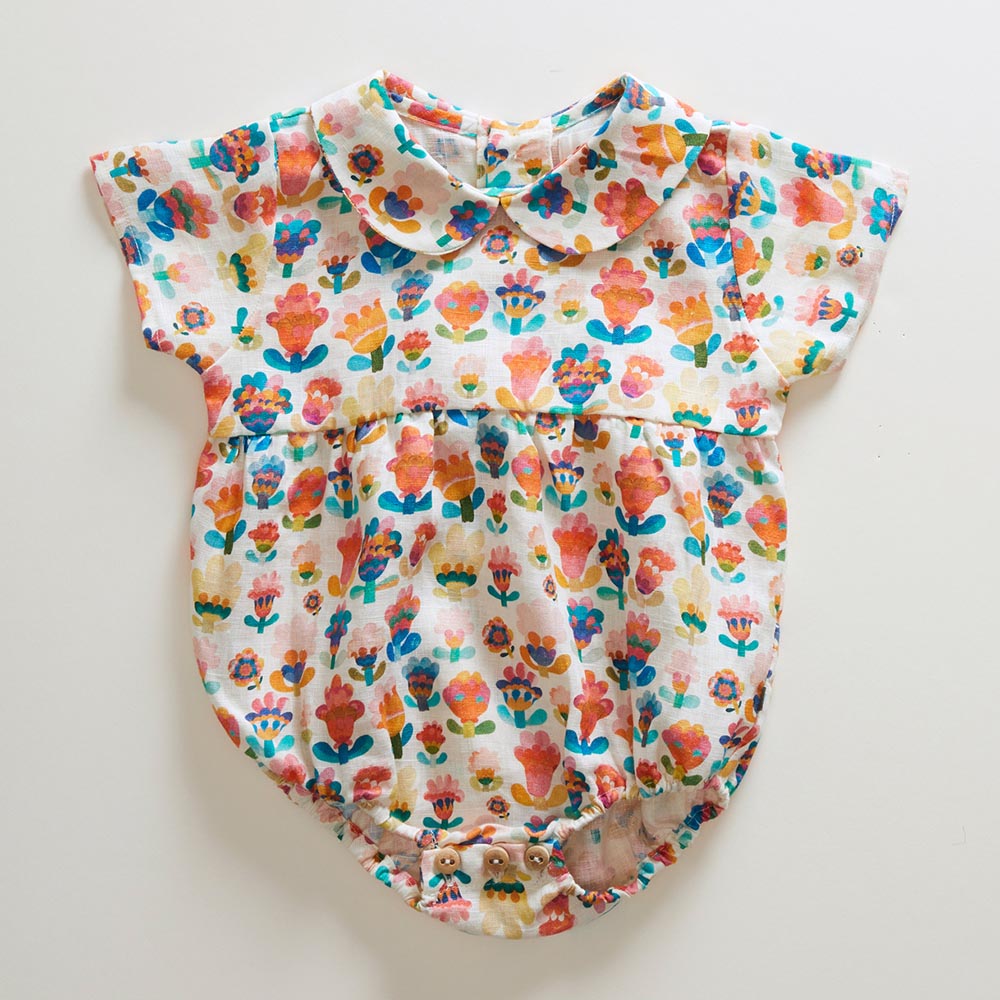 Baby Girls Pink Flower Romper