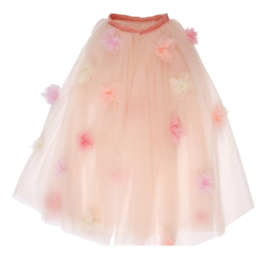 Pink Floral Tulle Cape