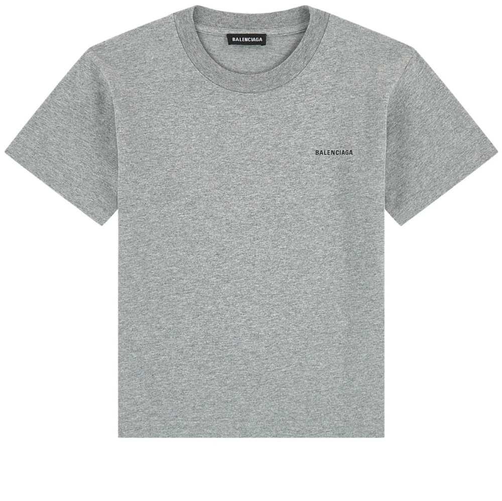 Boys Heather Grey Logo Cotton T-Shirt