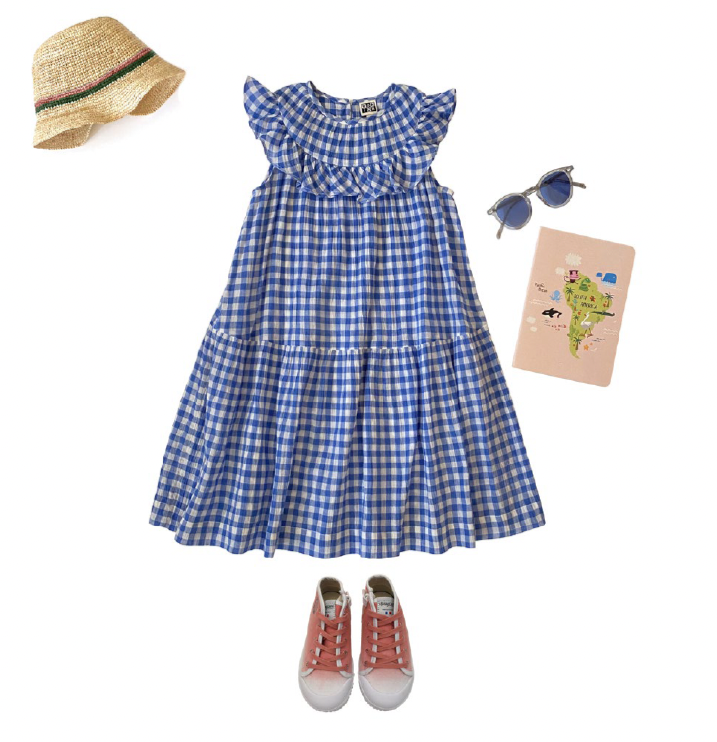 Girls Blue Check Cotton Dress