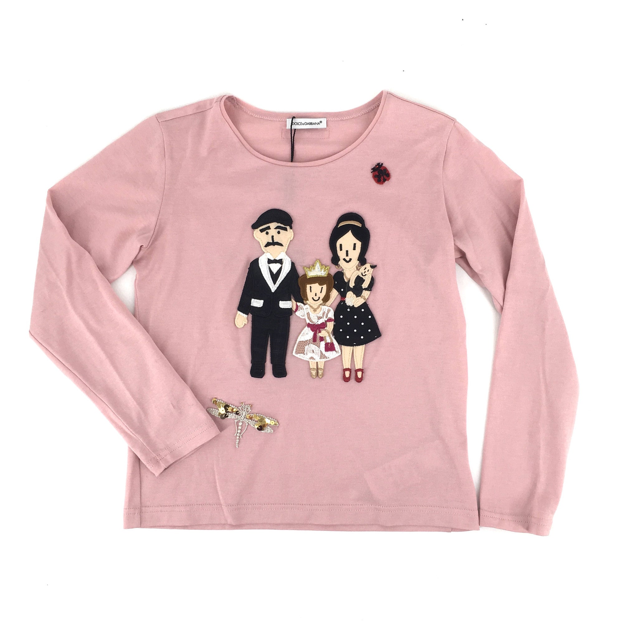 Girls Pink "DG Family"Long Sleeve T-Shirt - CÉMAROSE | Children's Fashion Store