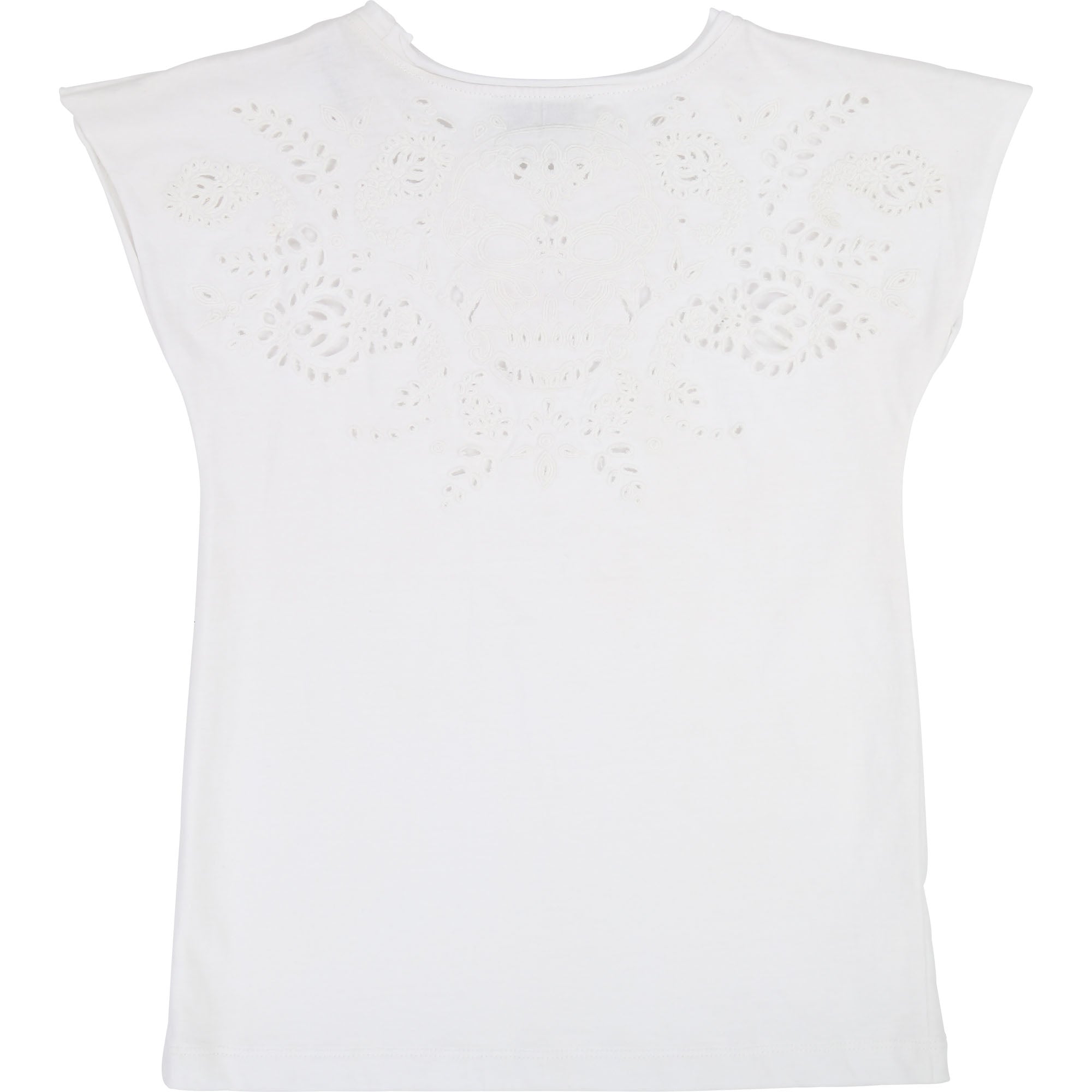 Girls White Cotton T-shirt