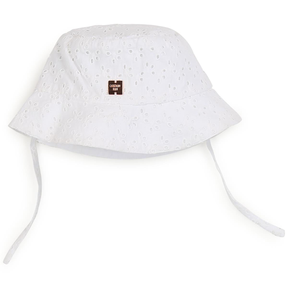 Girls White Embroidered Sun Hat