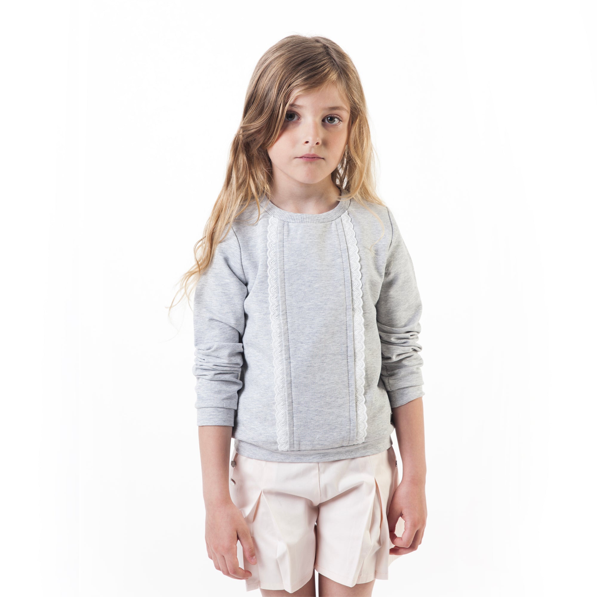 Girls Grey Cotton Sweater