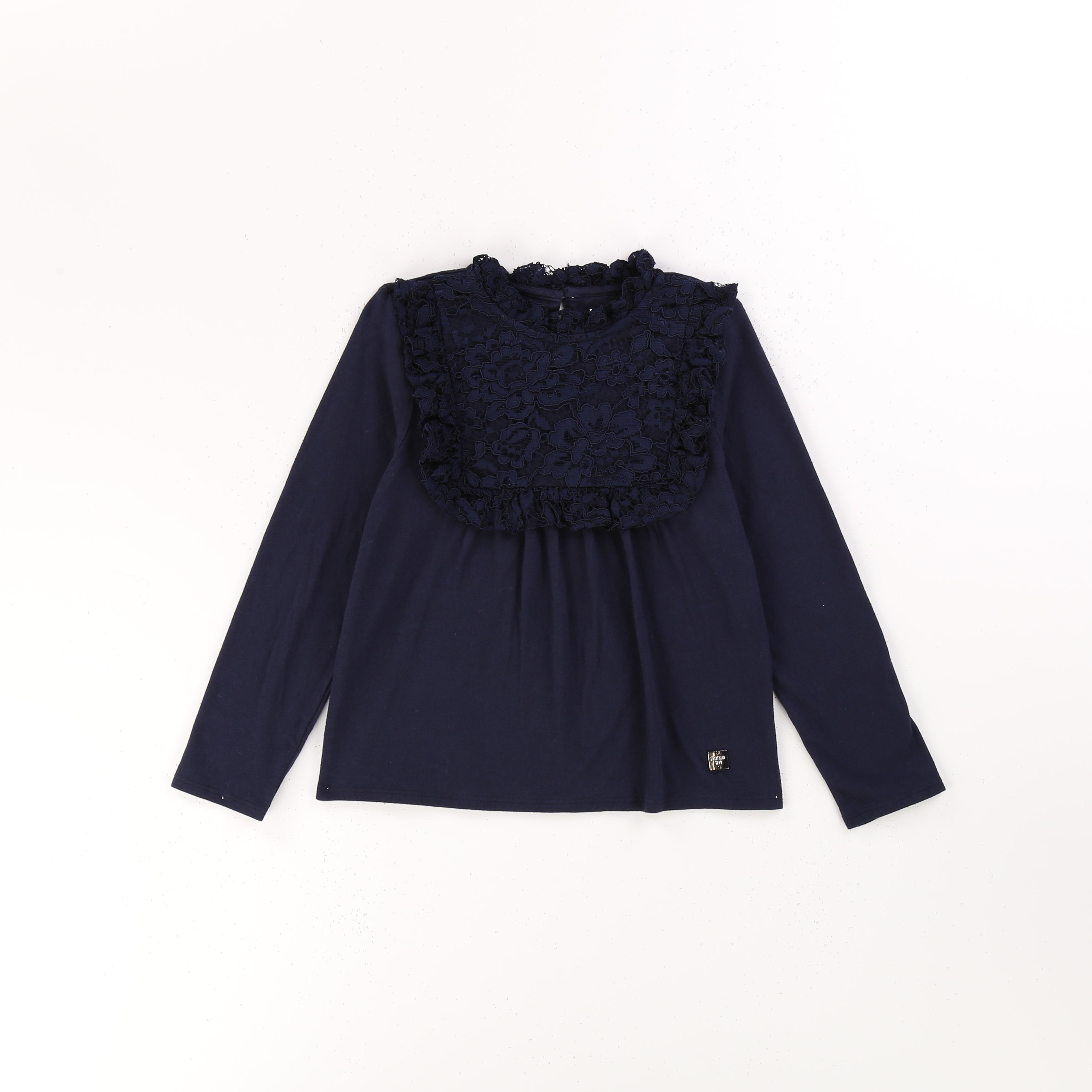 Girls Blue Embroidered Cotton Shirt