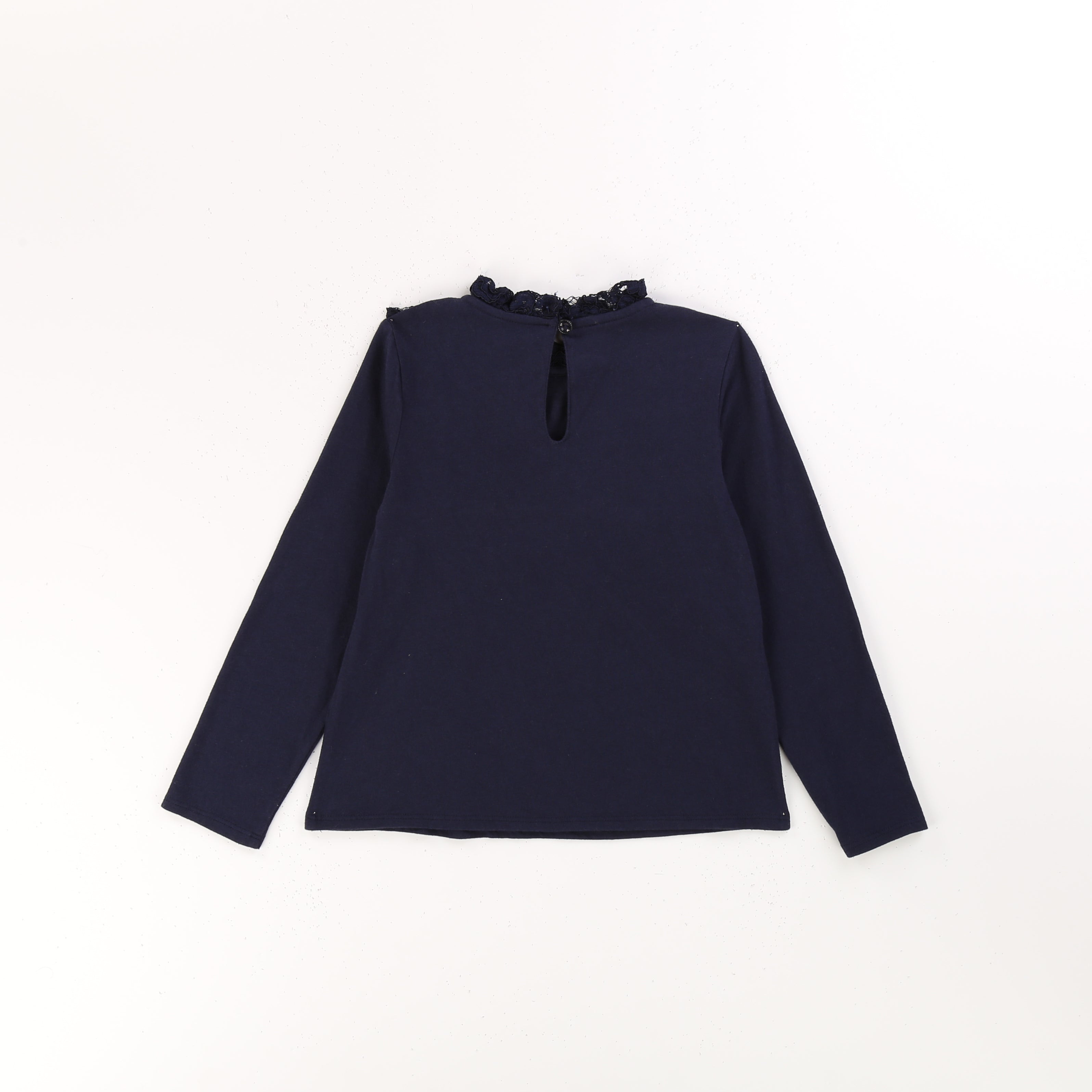 Girls Blue Embroidered Cotton Shirt