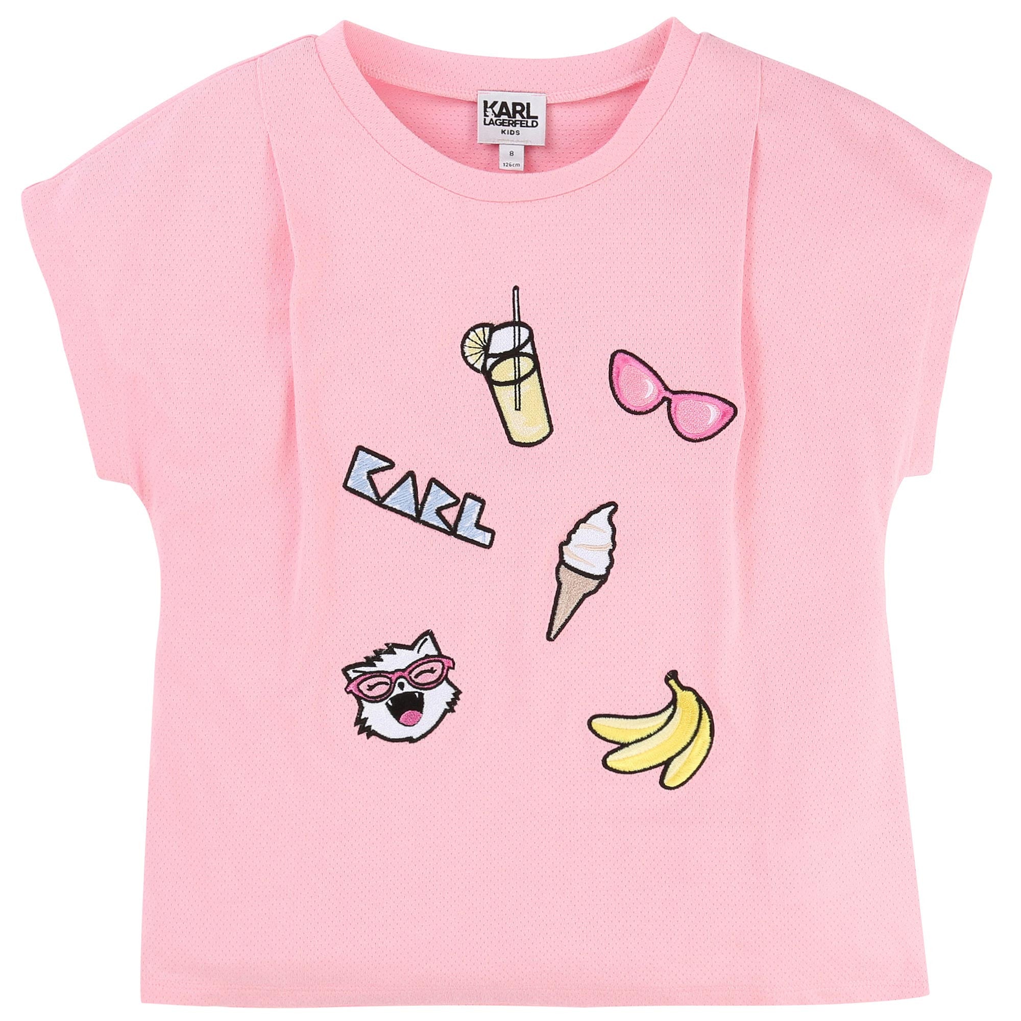 Girls Light Pink Cotton Jersey T-shirt - CÉMAROSE | Children's Fashion Store - 1