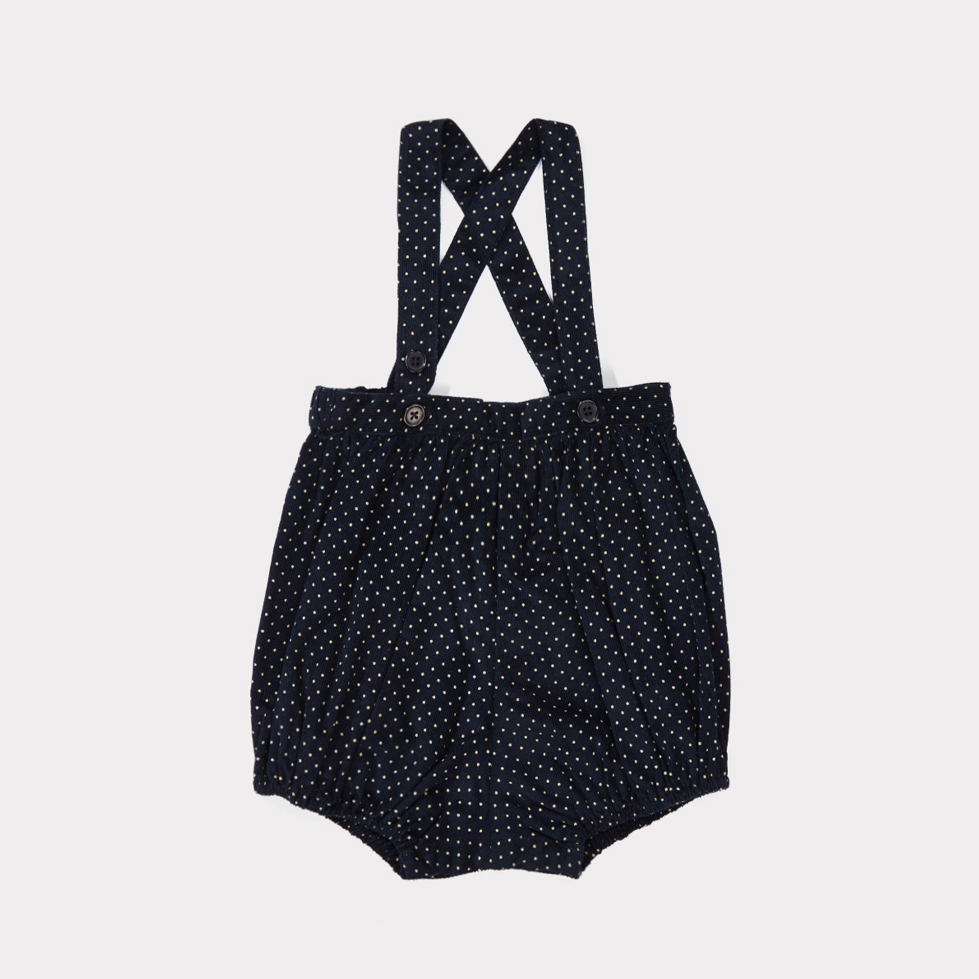 Baby Navy Babycord Dot Cotton Woven Romper