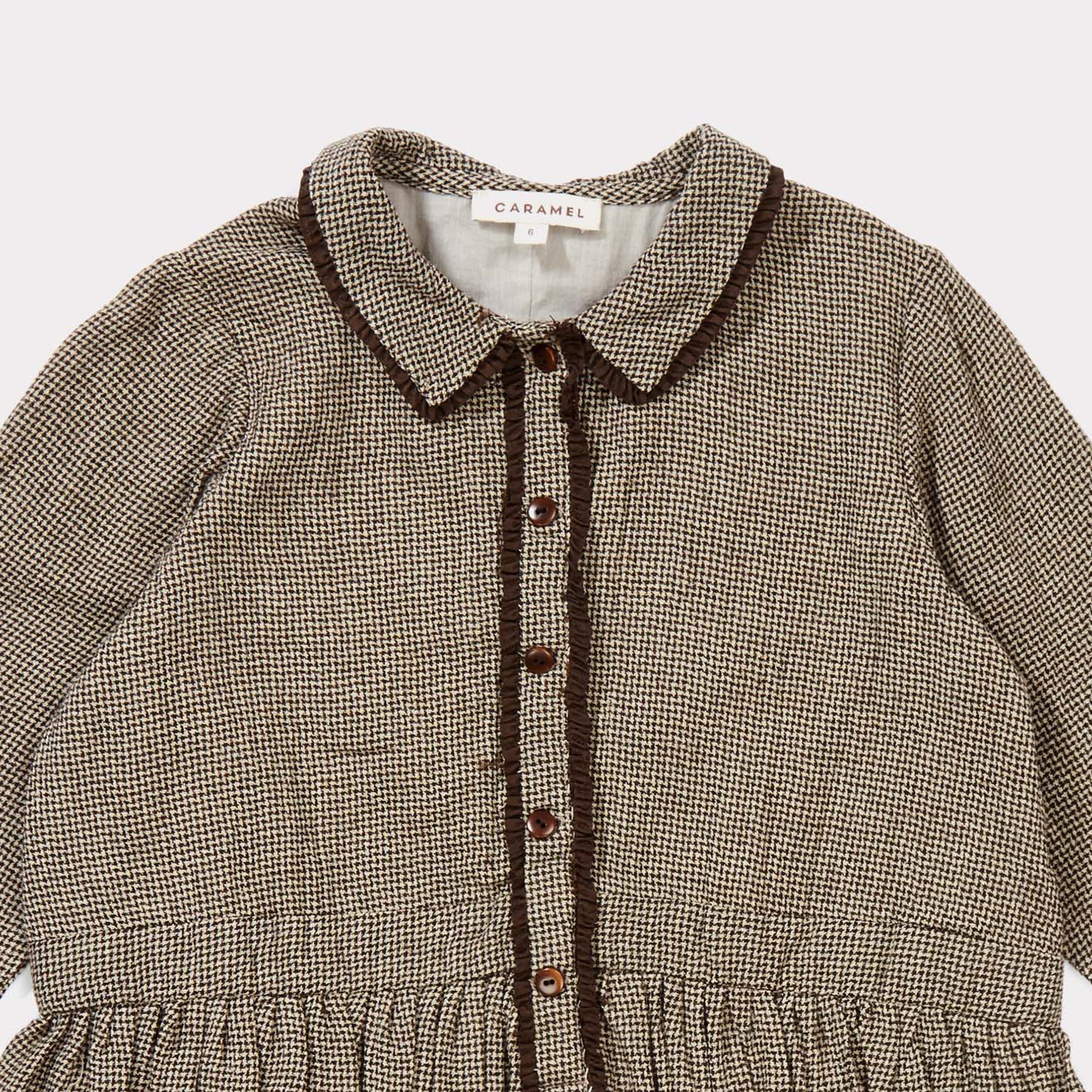 Girls Dark Brown Micro Woven Dress