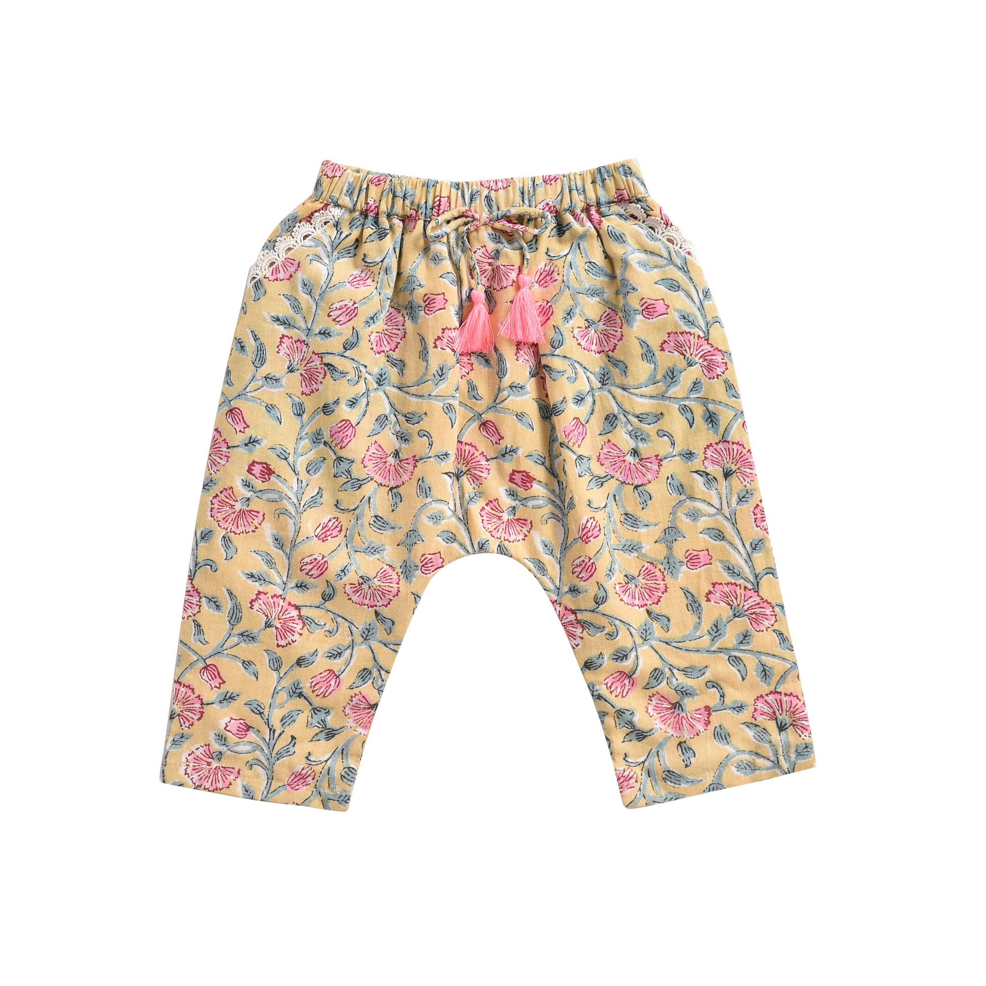 Girls Lemon Flowers Cotton Trousers