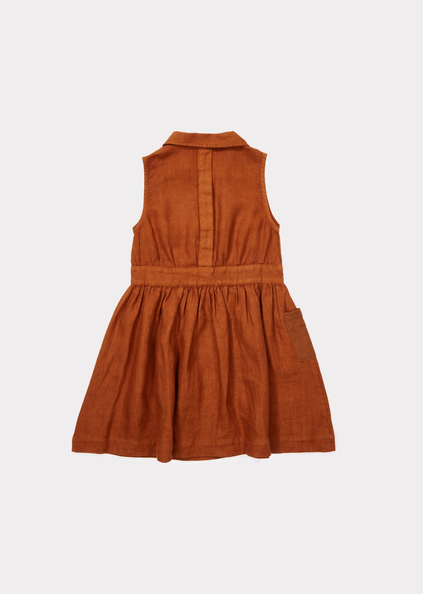 Girls Camel Linen Woven Dress