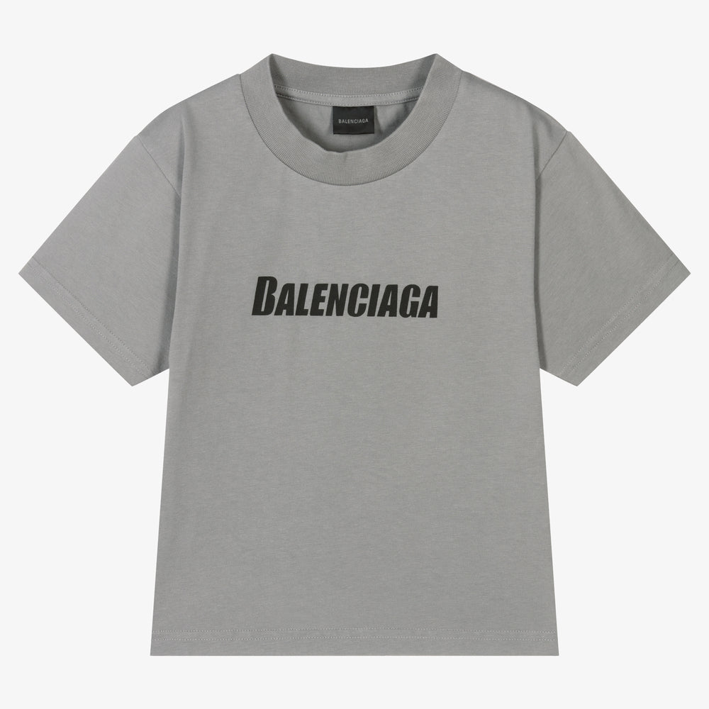 Boys & Girls Grey Logo Cotton T-Shirt