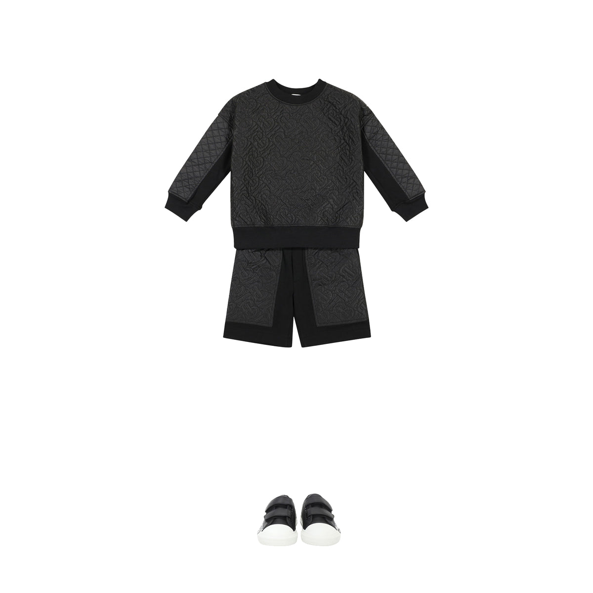 Shorts en coton noir à logo pour garçons et filles