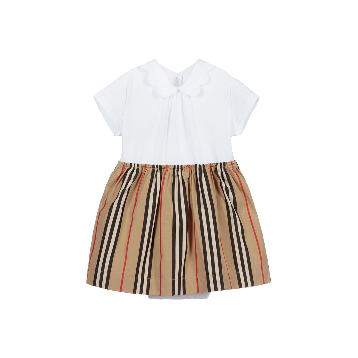 Robe en coton rayée blanche pour bébés filles