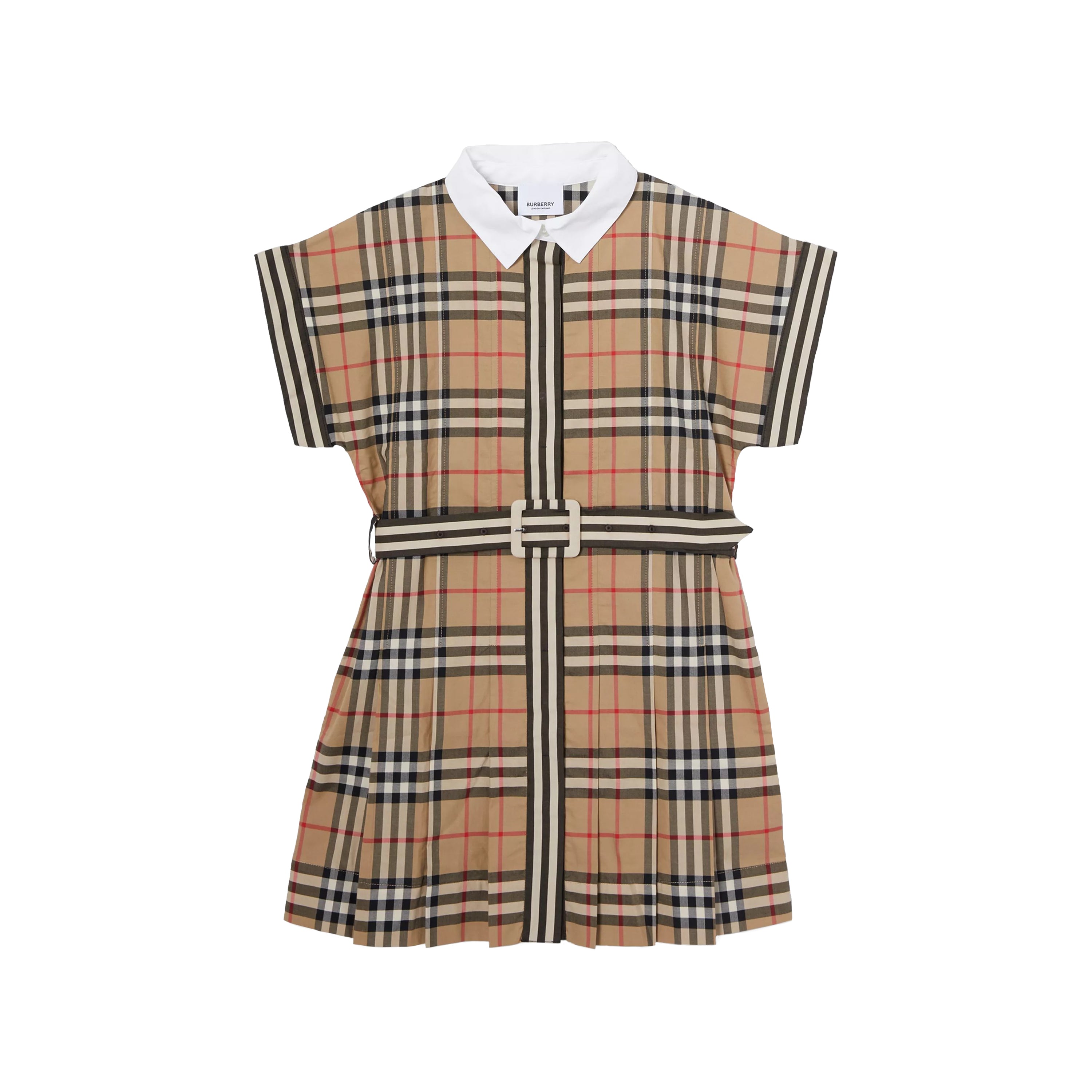 Girls Beige Check Cotton Dress