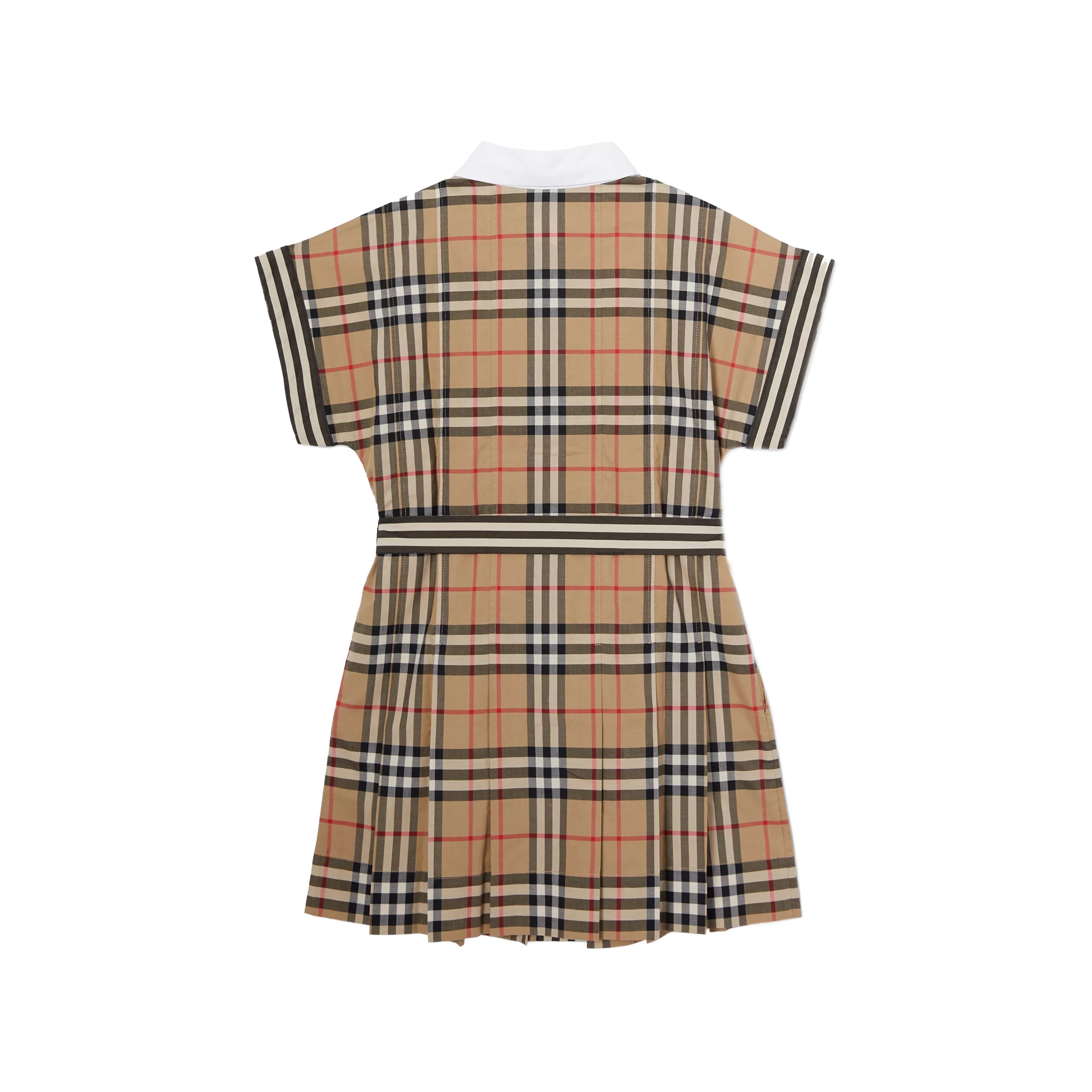 Girls Beige Check Cotton Dress