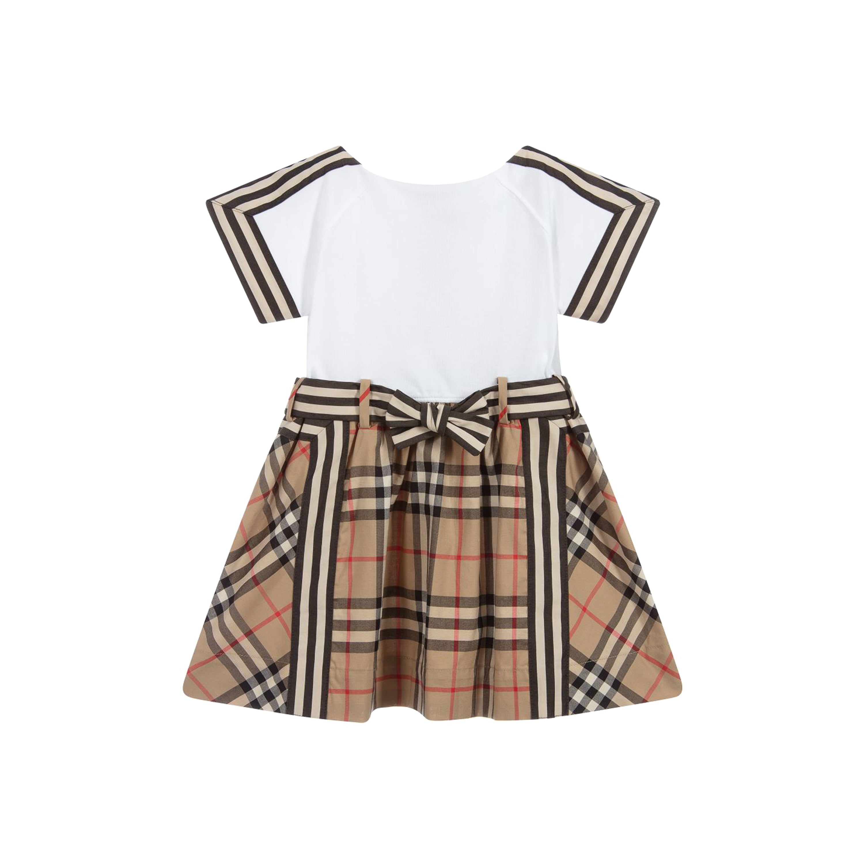 Baby Girls Beige & White Check Cotton Dress