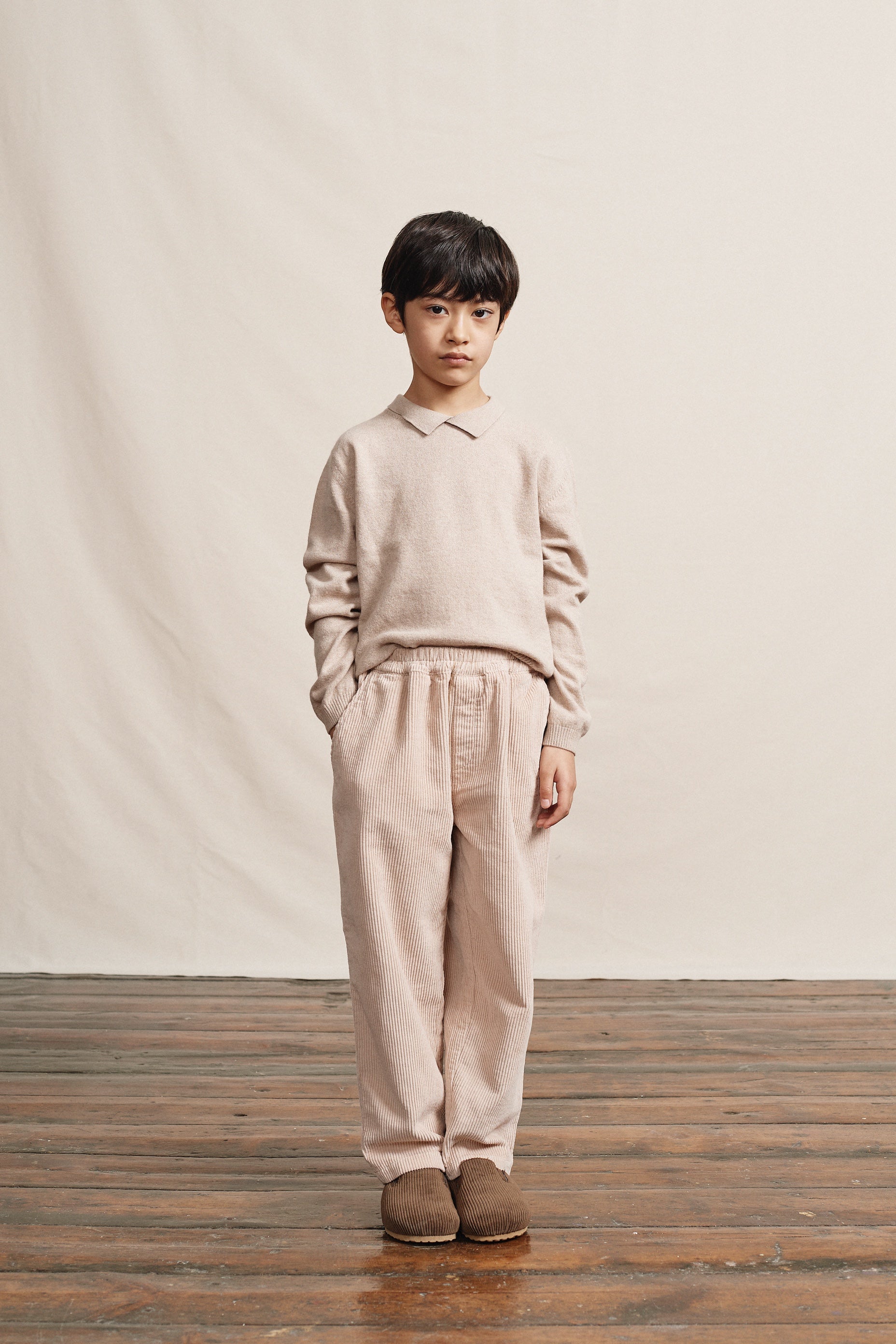 Girls Beige Cotton Trousers