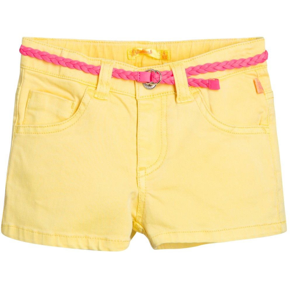 Girls Yellow Cotton Short With Belt - CÉMAROSE | Children's Fashion Store