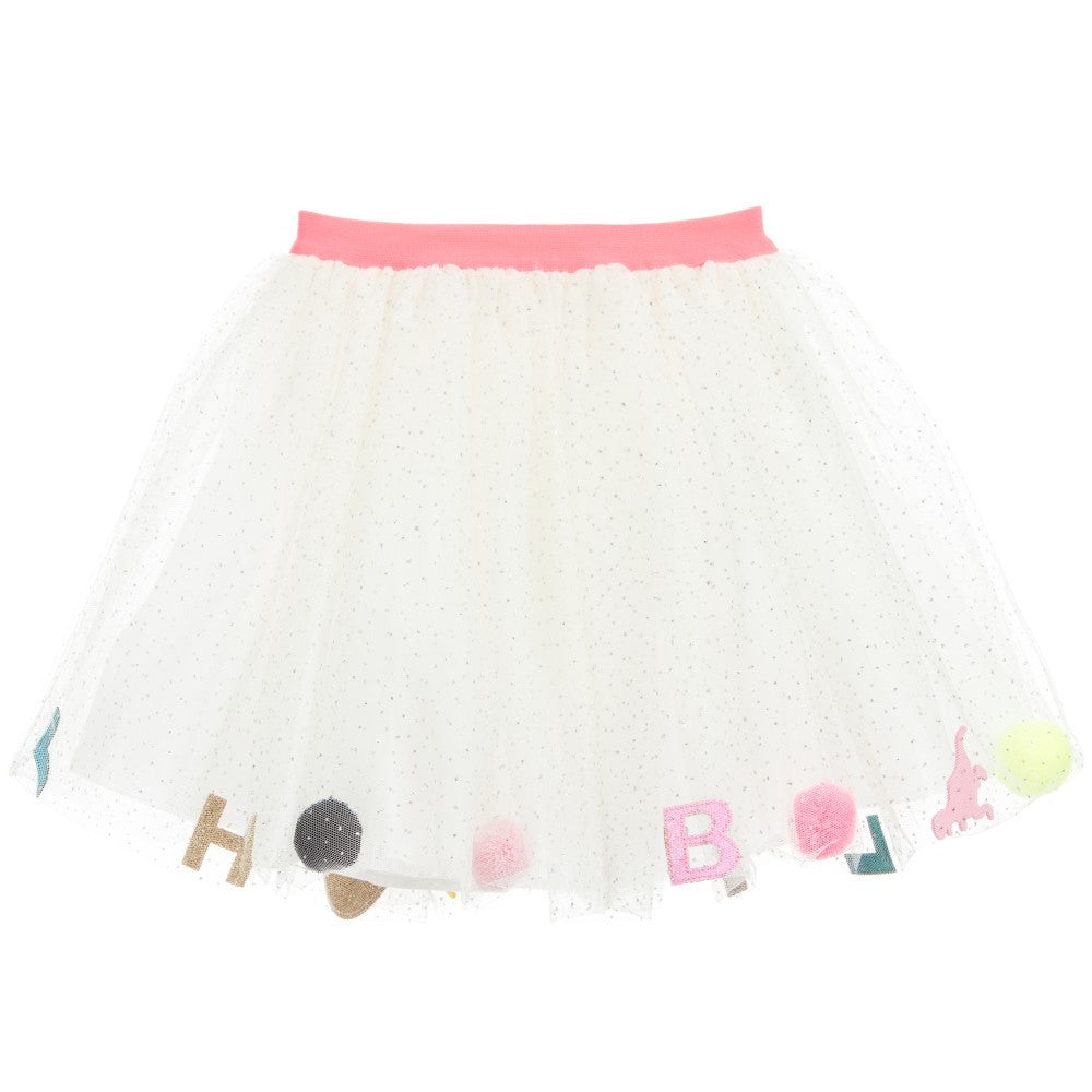 Girls White Patch Trims Tulle Skirt - CÉMAROSE | Children's Fashion Store - 2