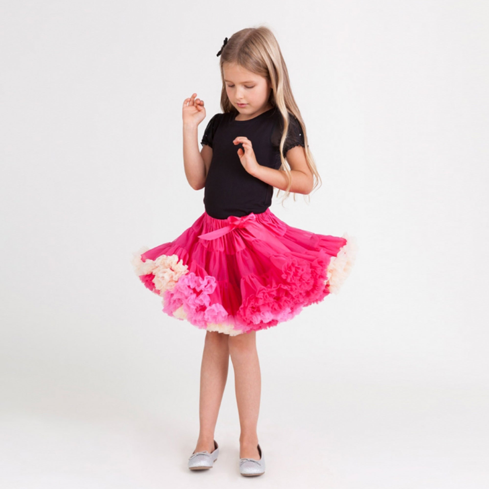 Girls Multicolor Nylon Knitted Skirt