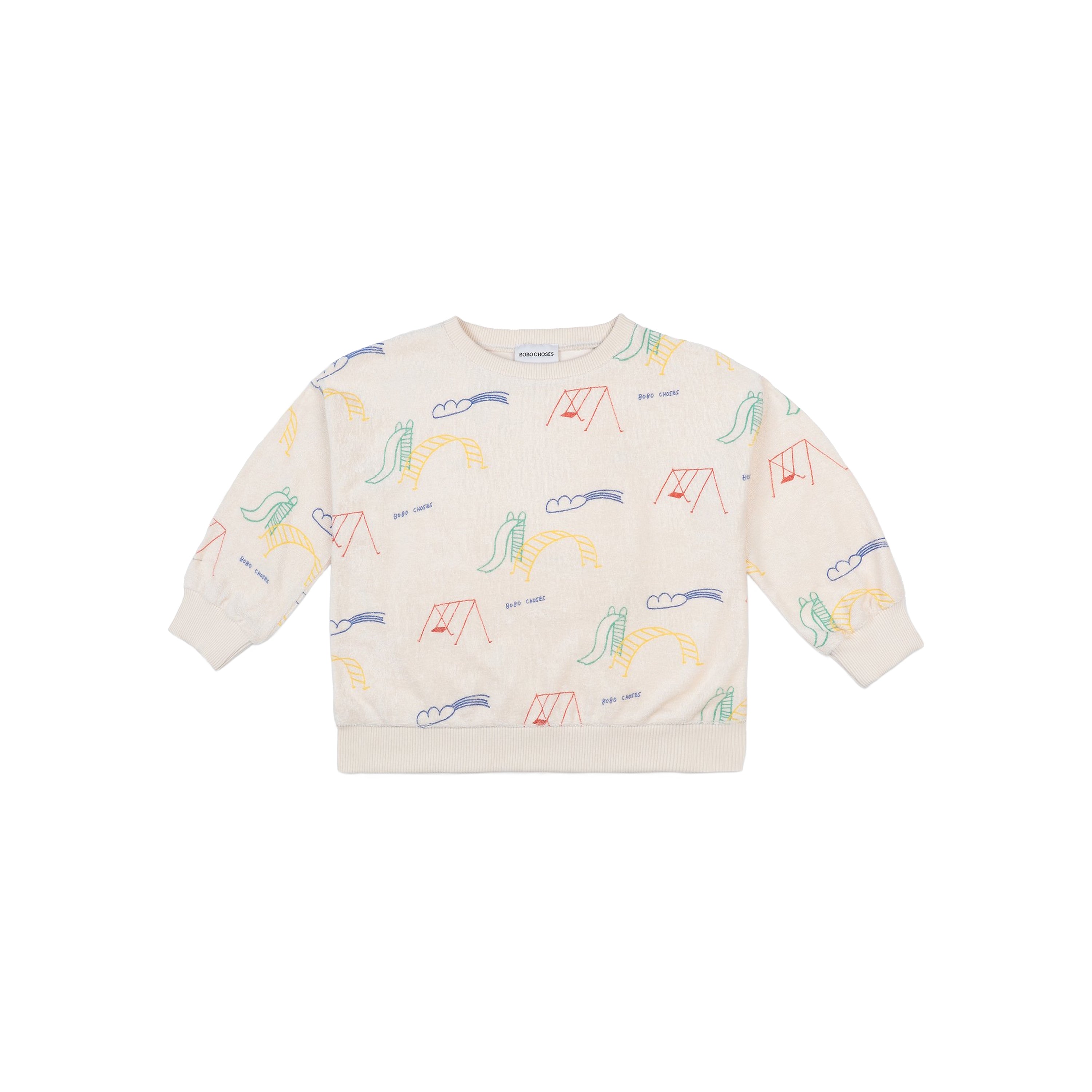 Girls White Playground Cotton Sweatshirt