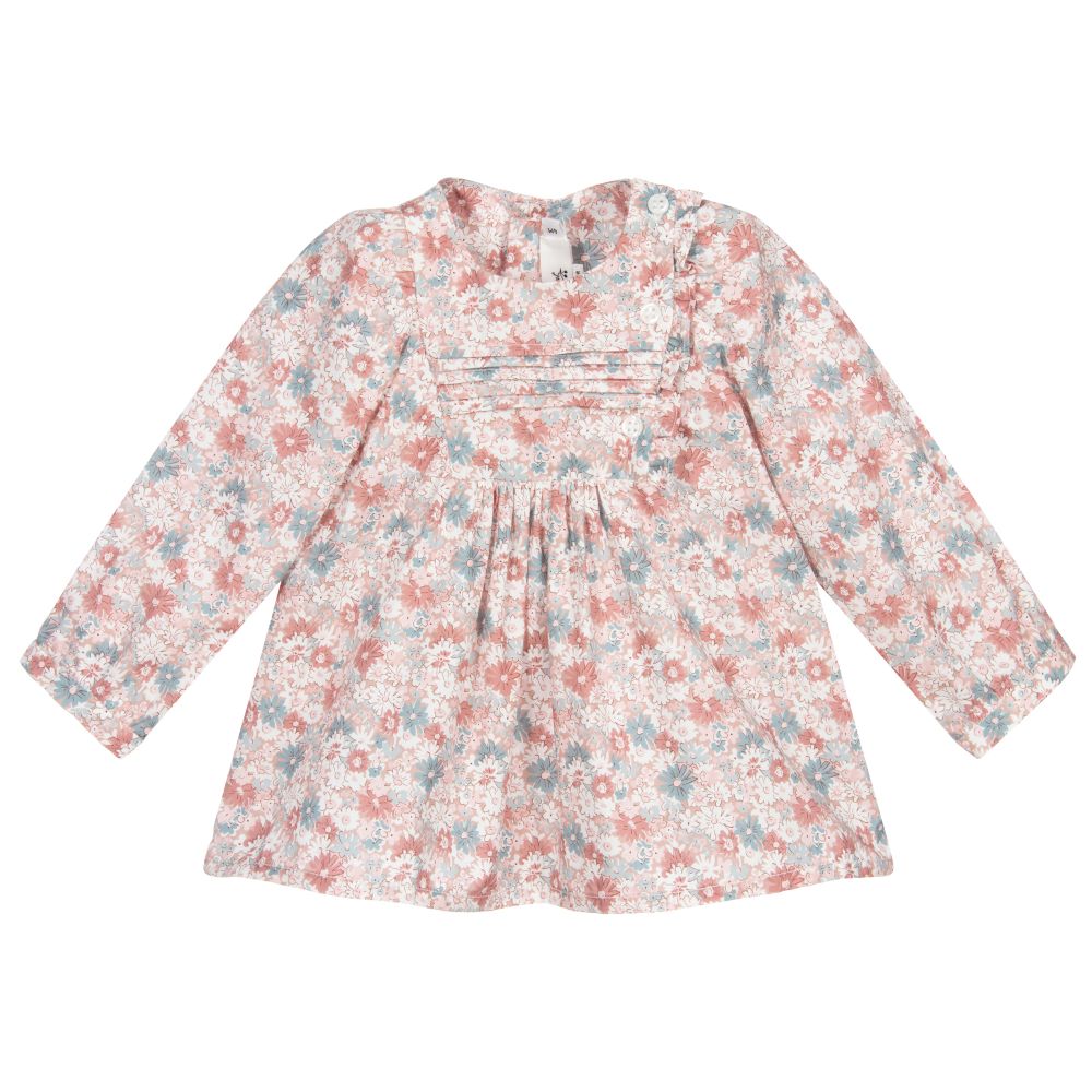 Baby Girls Faded Pink Cotton Blouse